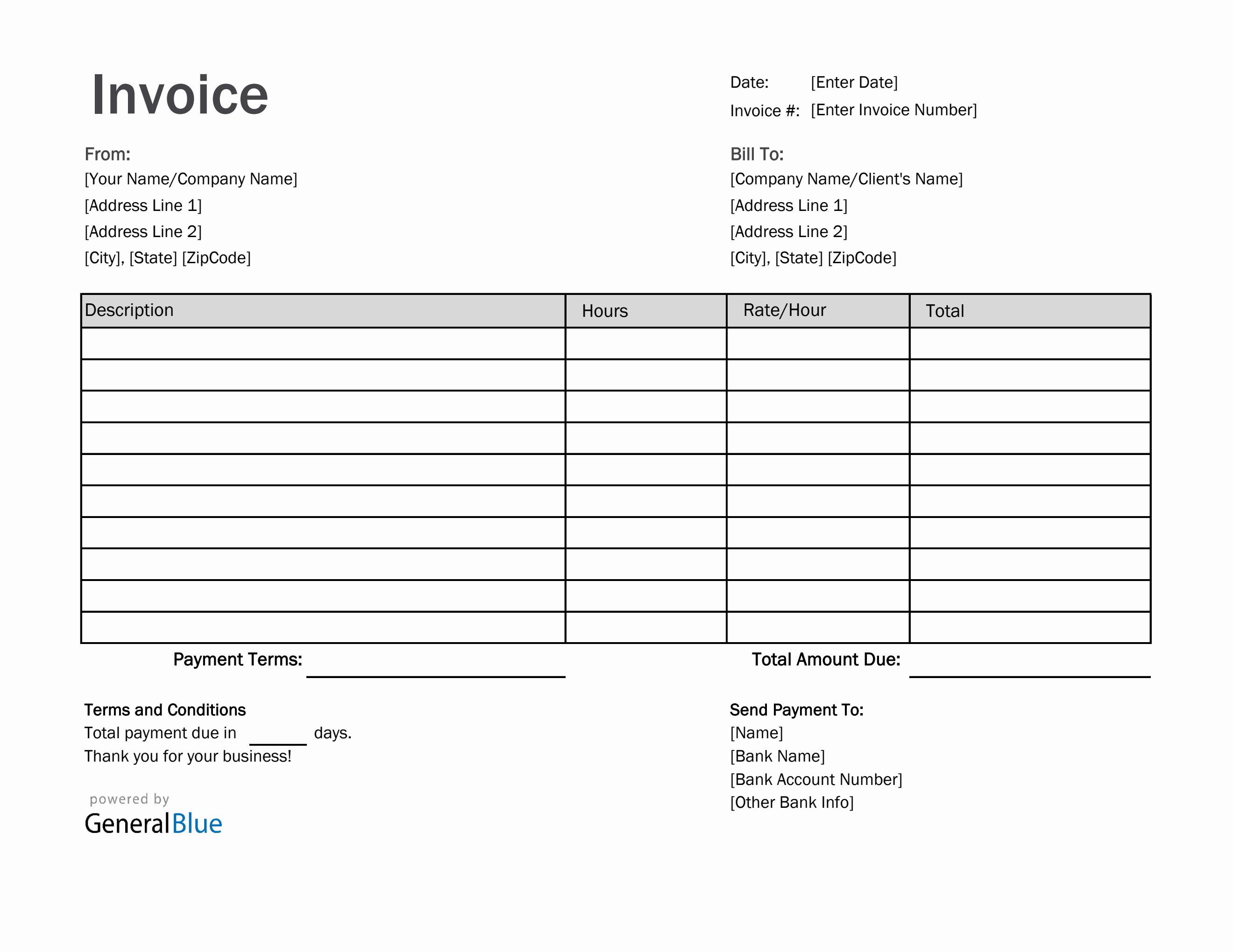 sample invoice for hourly work template