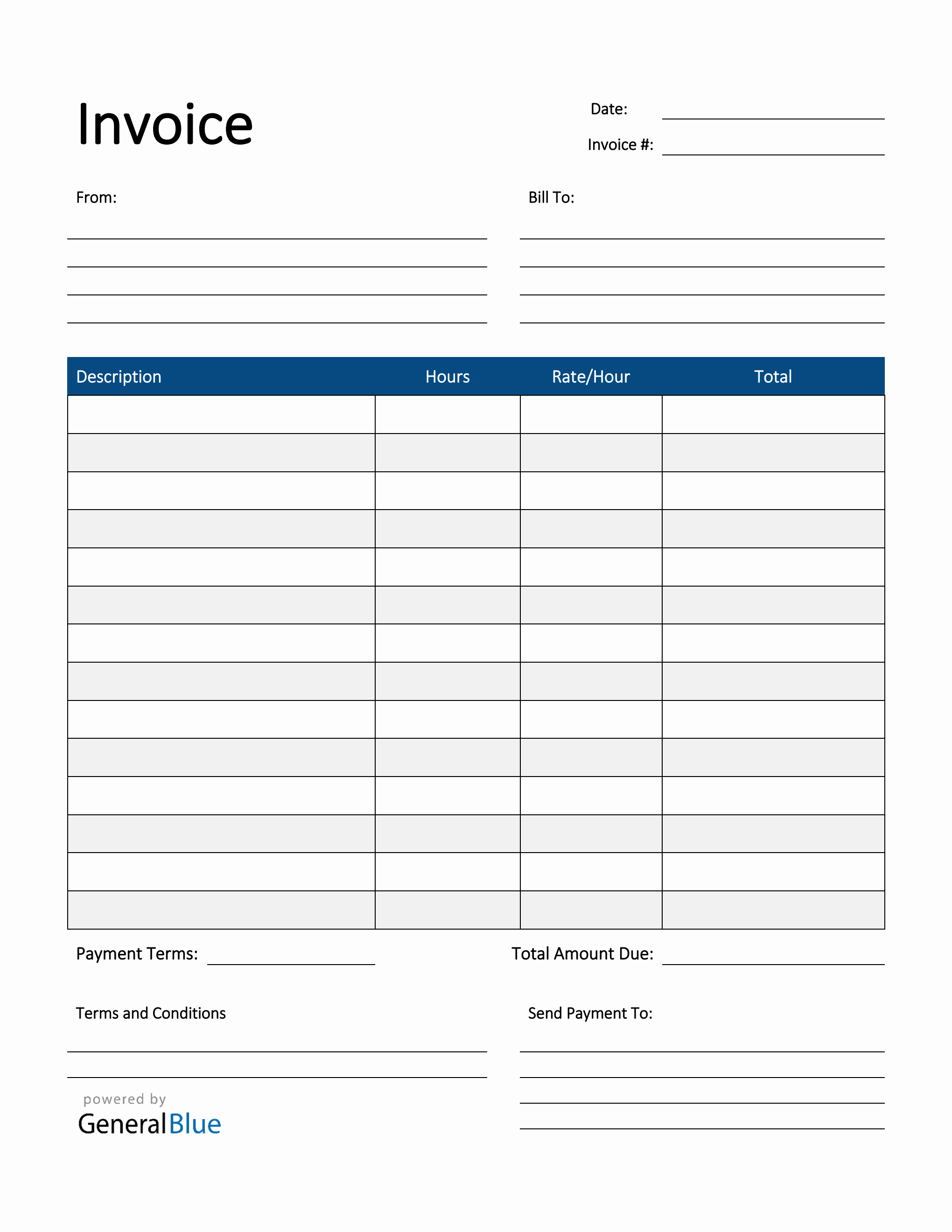 self employed blank invoice template