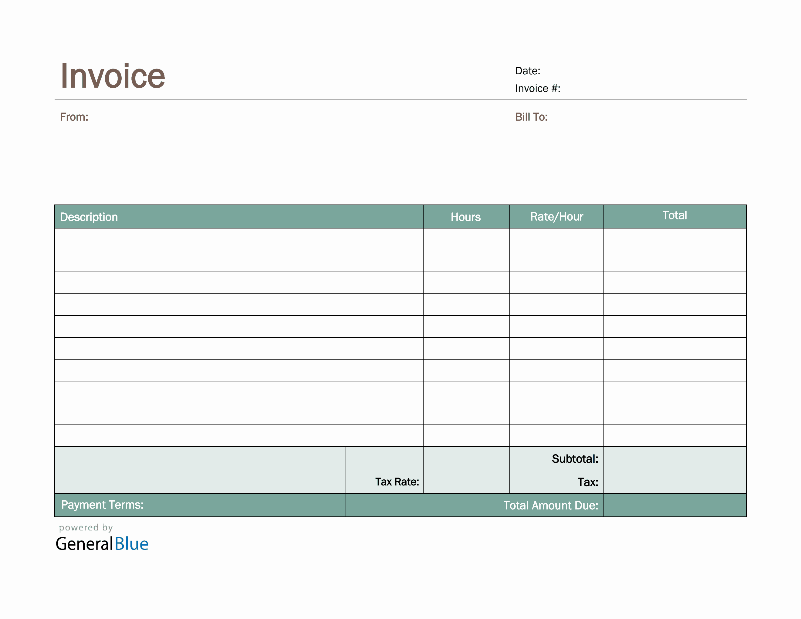 self employed blank invoice template