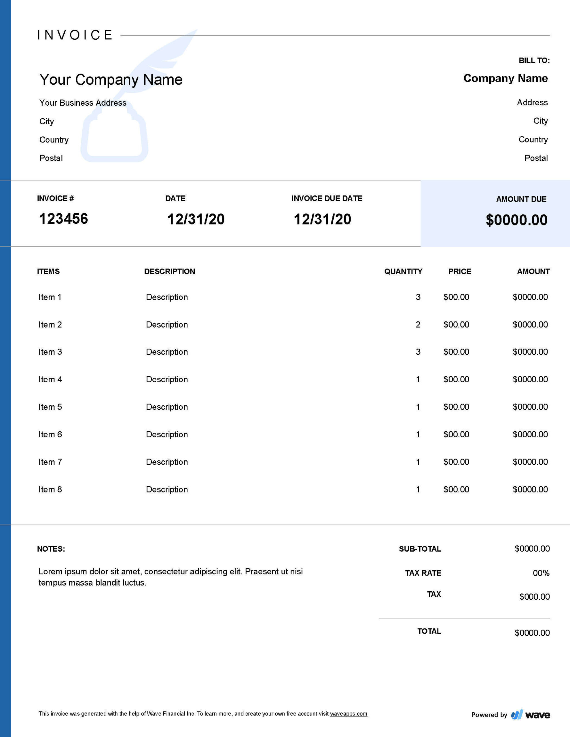 sample freelance writing invoice template