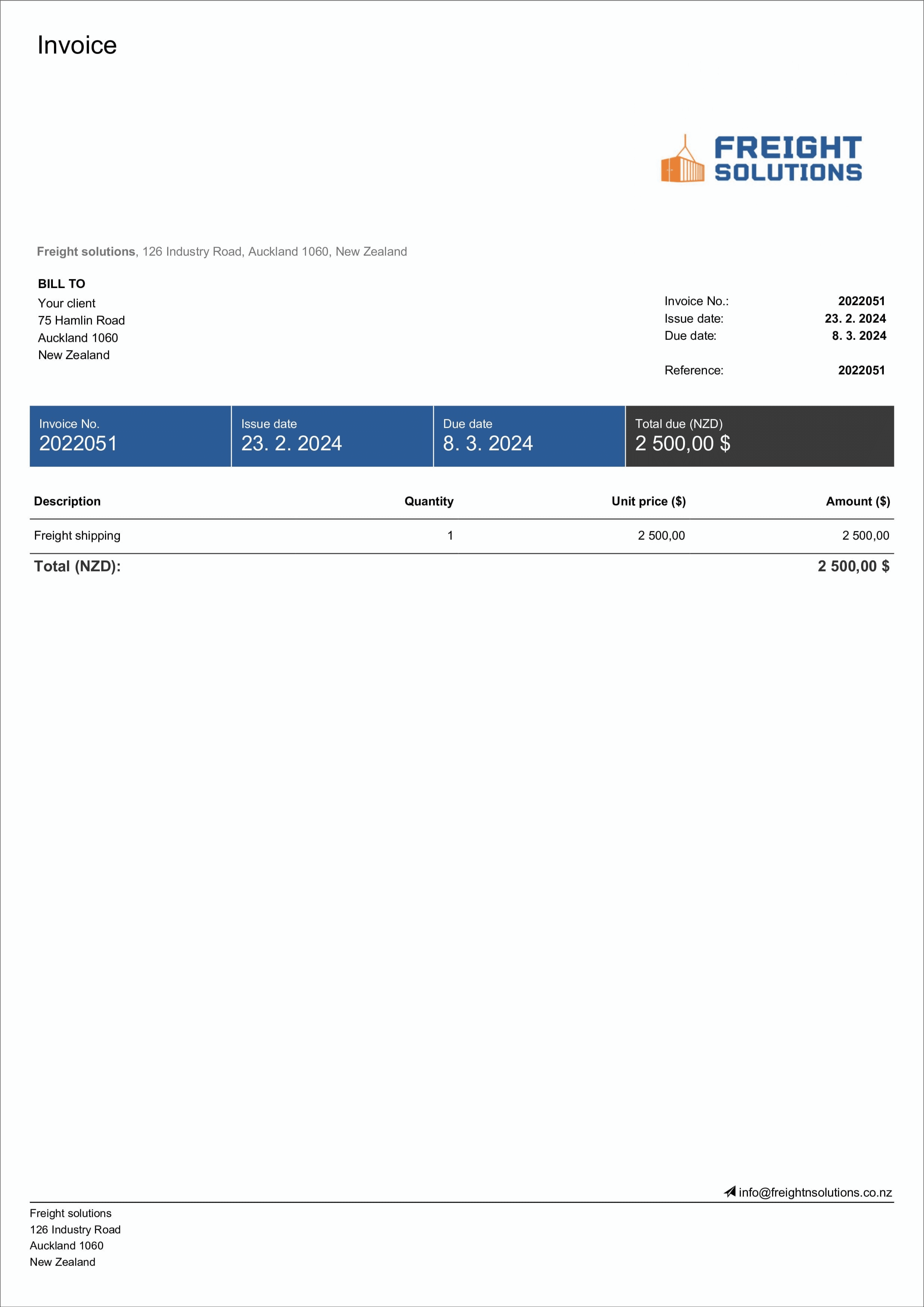 freight invoice template