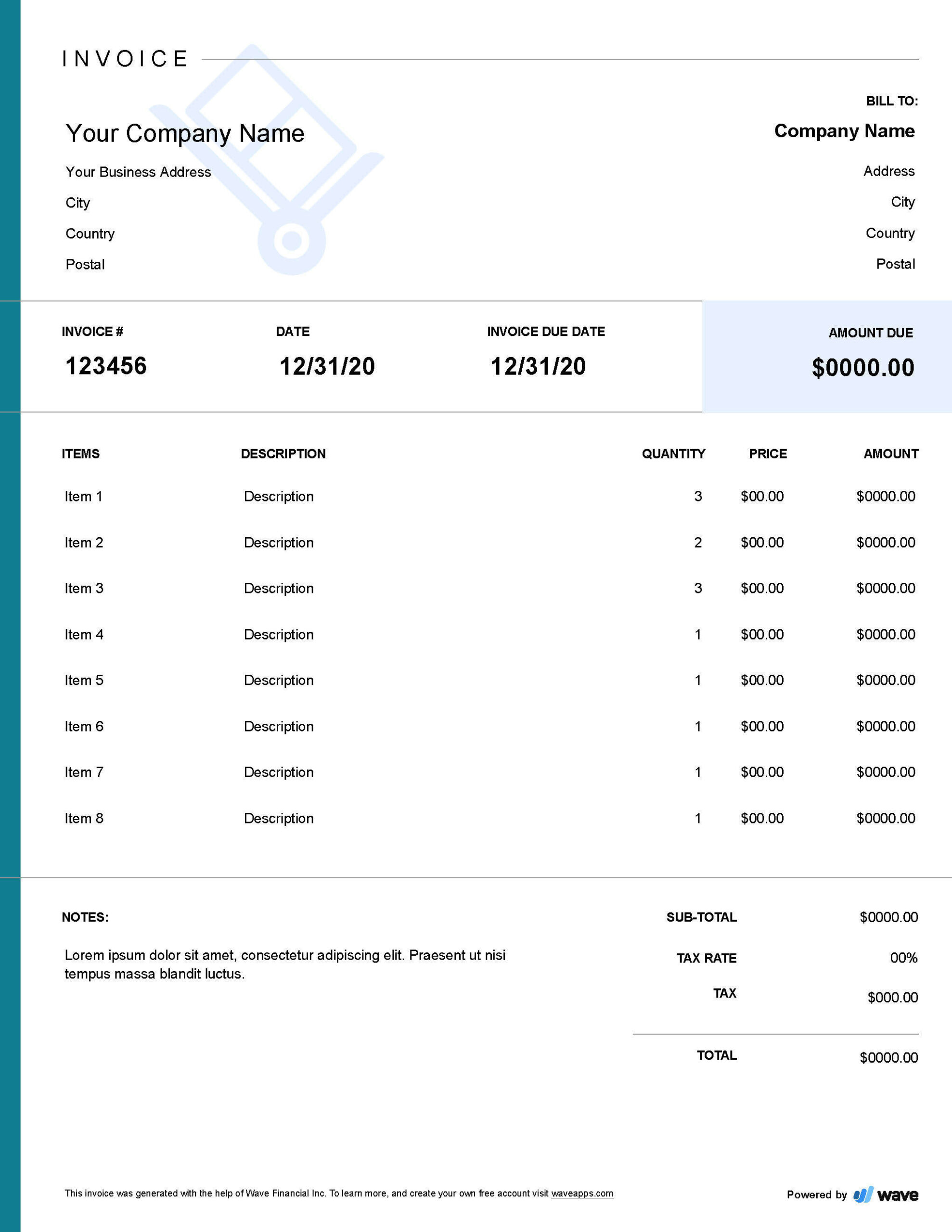 freight invoice template