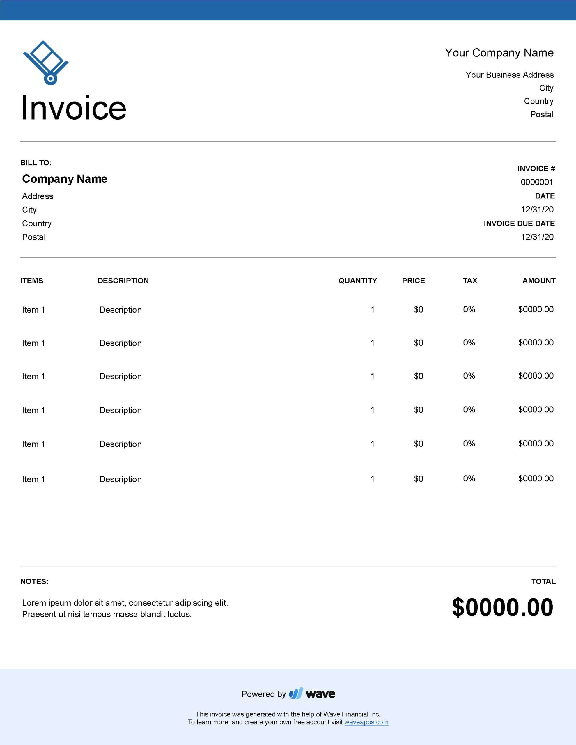 sample transport invoice template