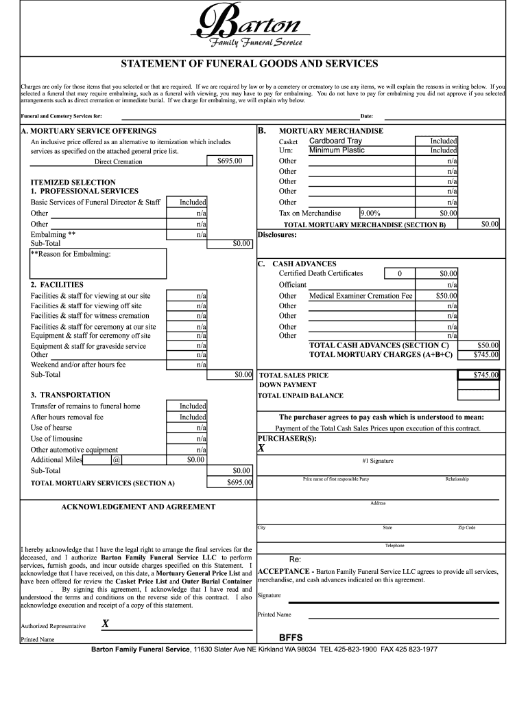 sample funeral invoice template