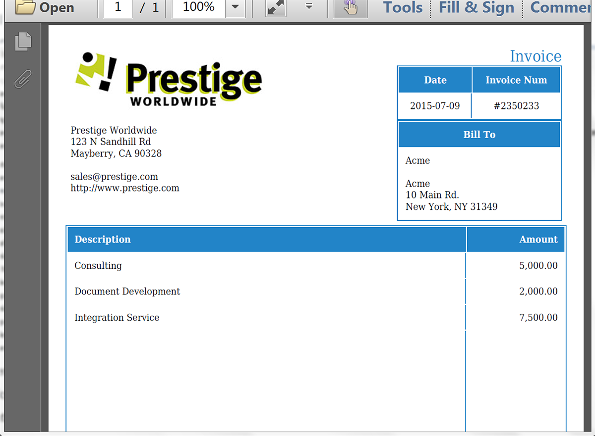 sample salesforce invoice template