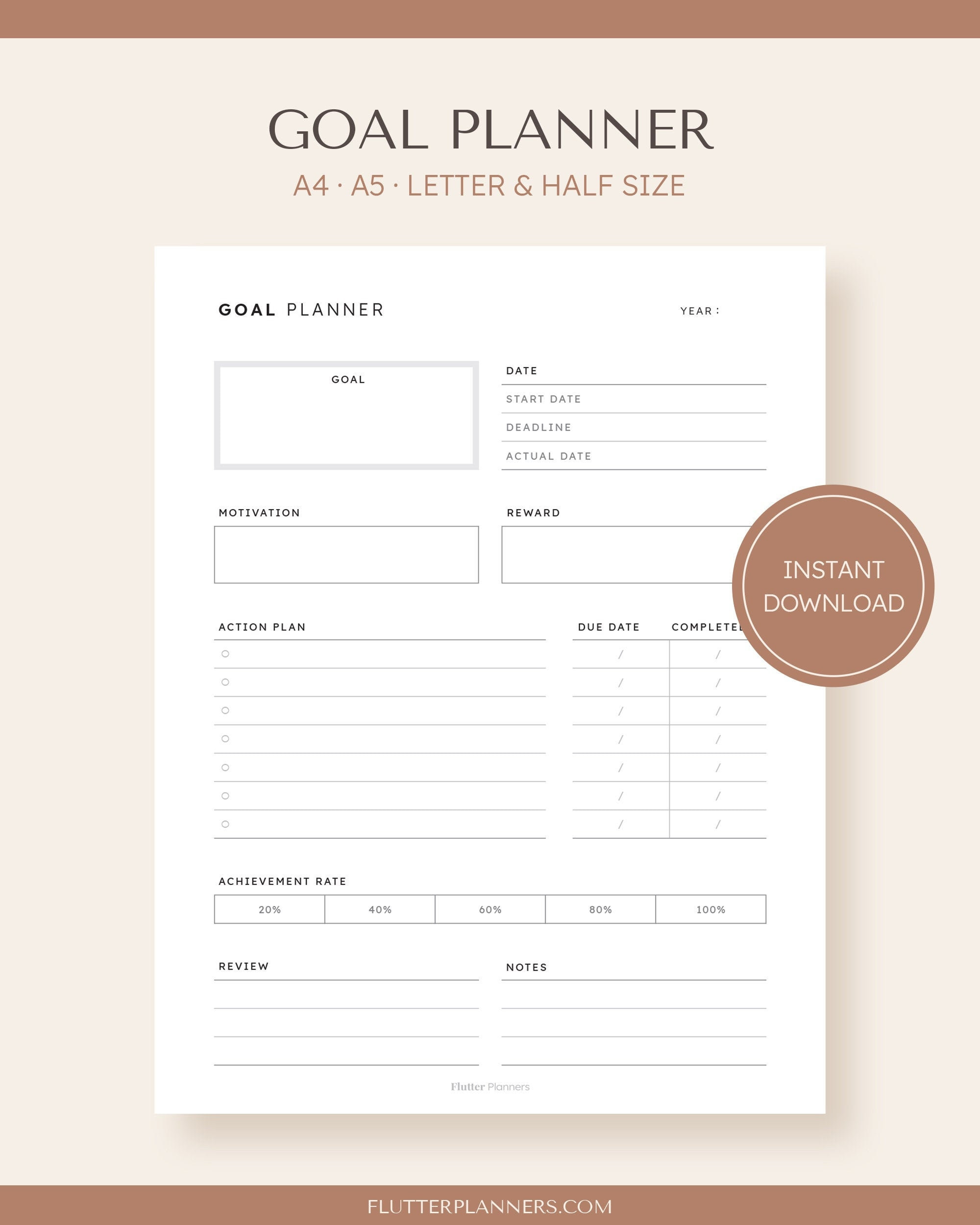 sample personal goal planner template