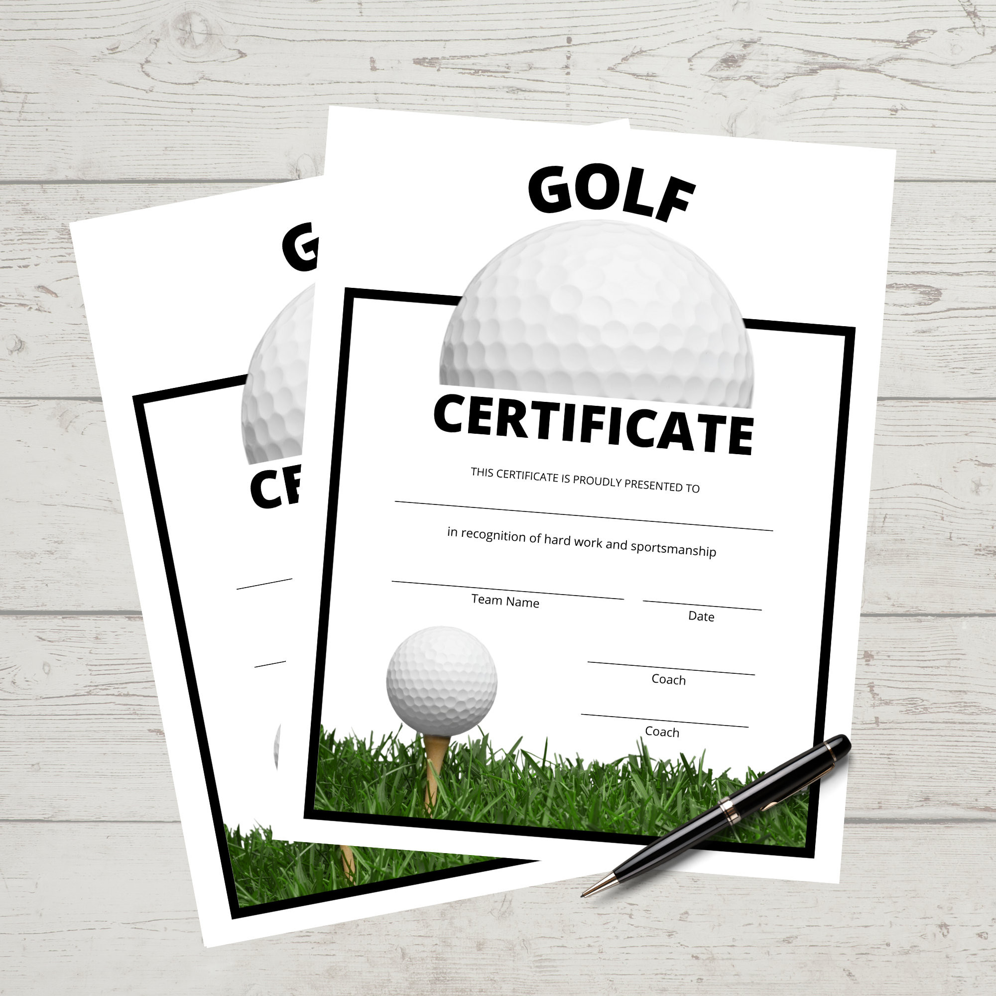 sample Golf Certificate template