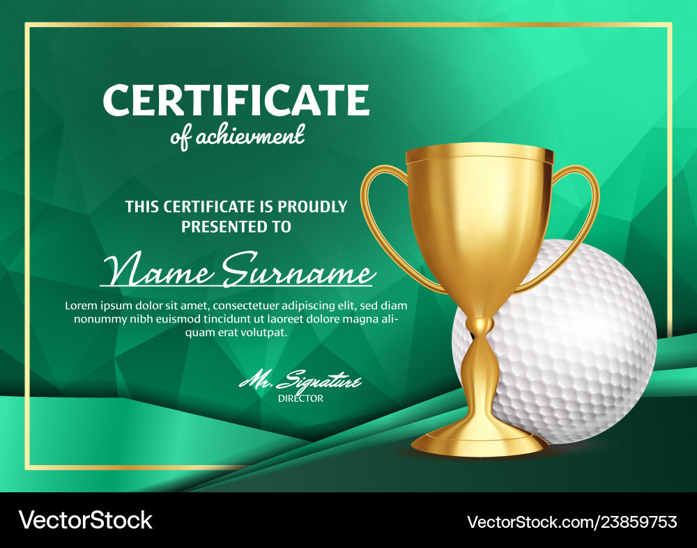 sample Golf Certificate template