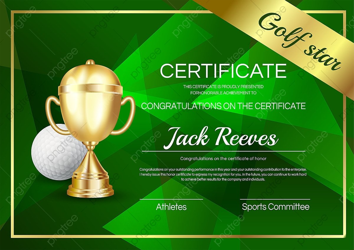 sample Golf Certificate template