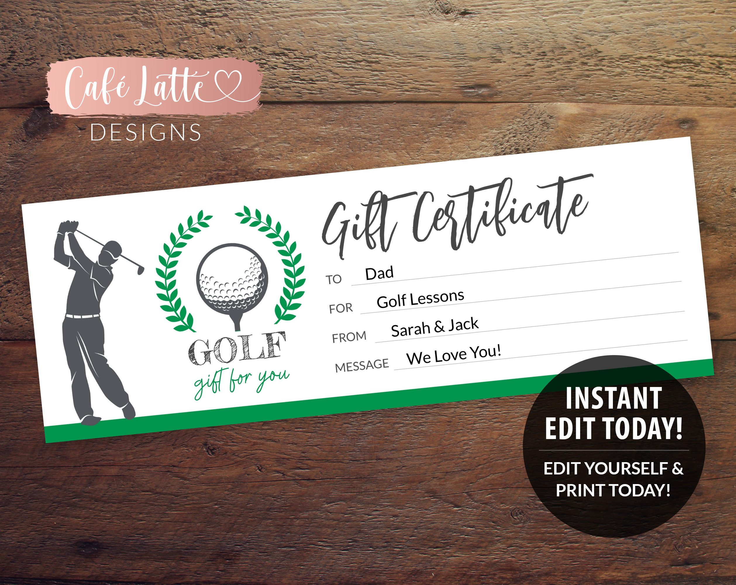 sample Golf Certificate template