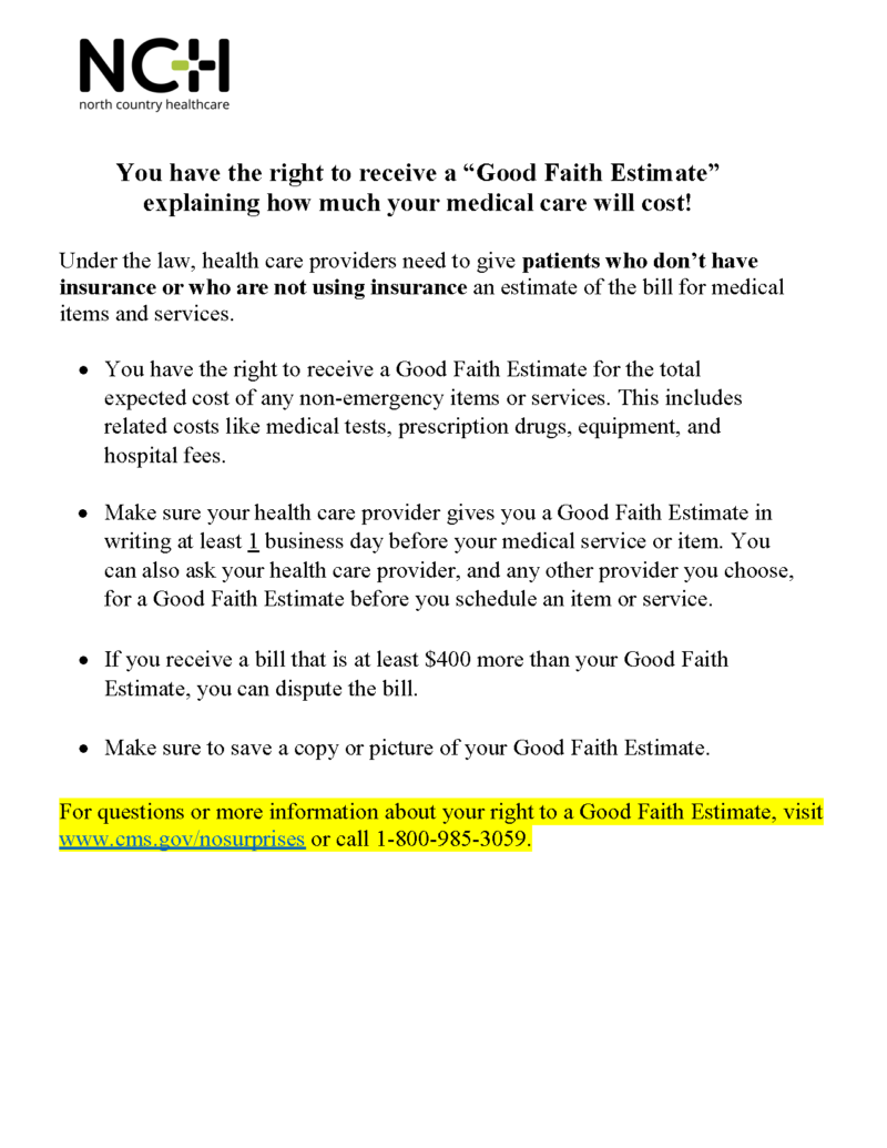 sample good faith estimate template