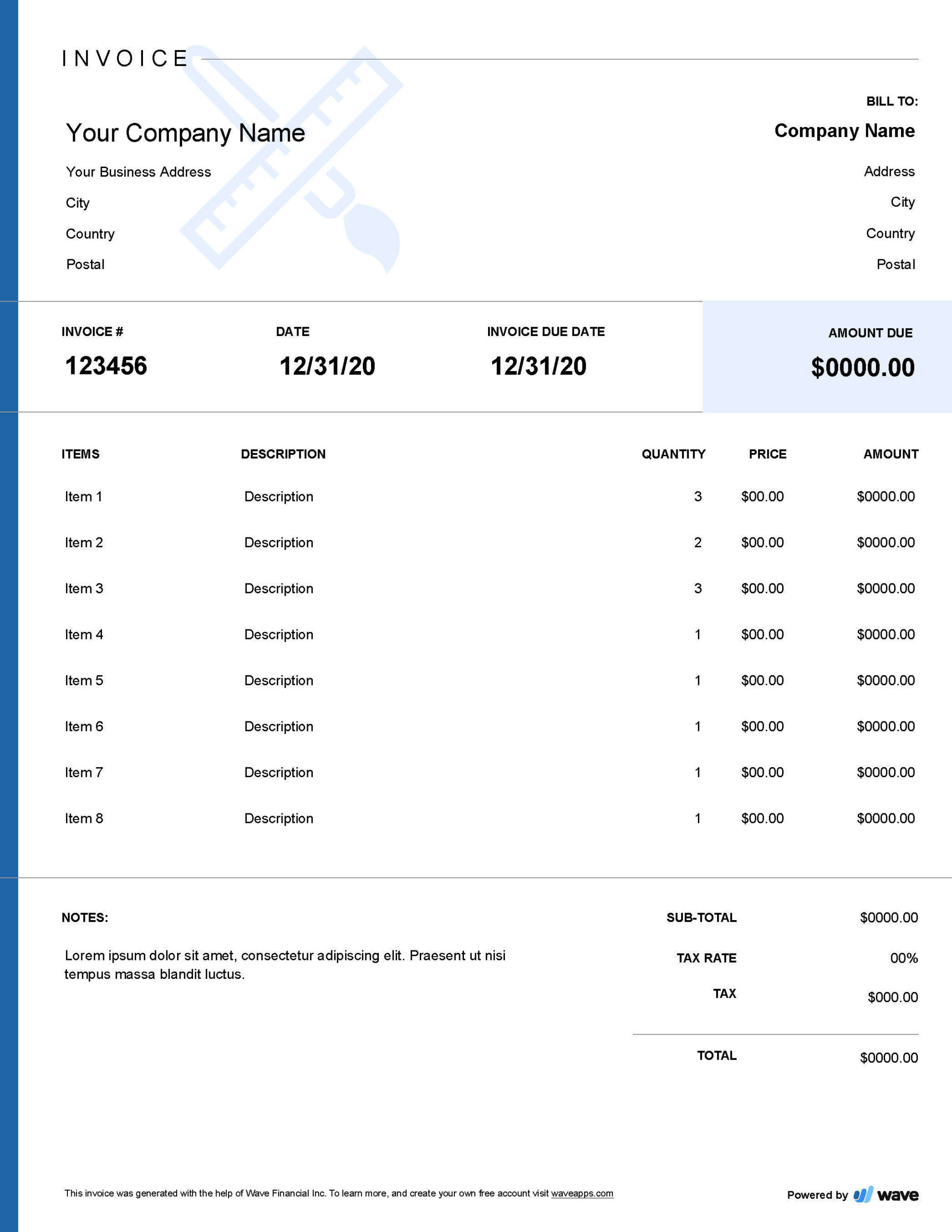 graphic design invoice template