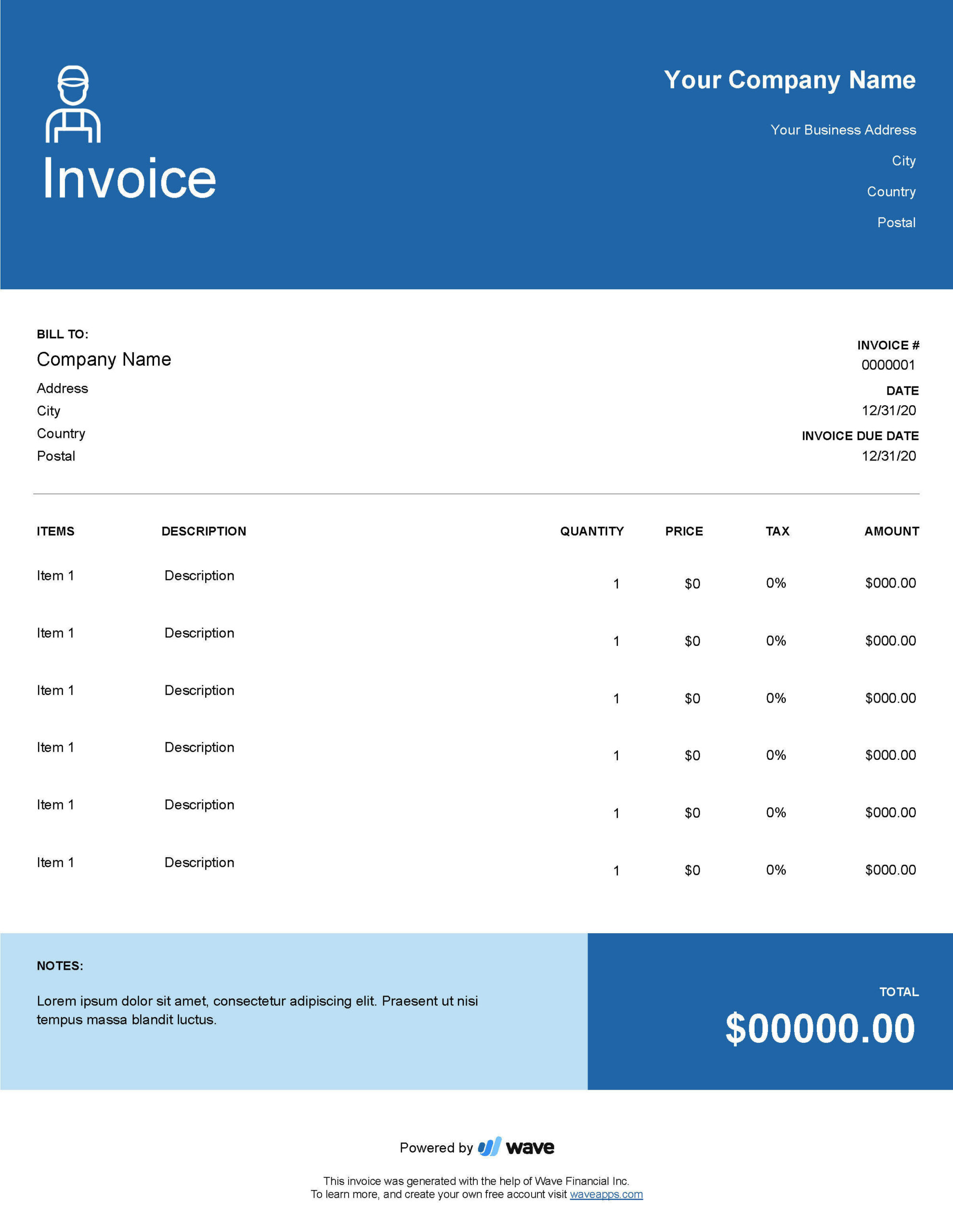 sample handyman service invoice template