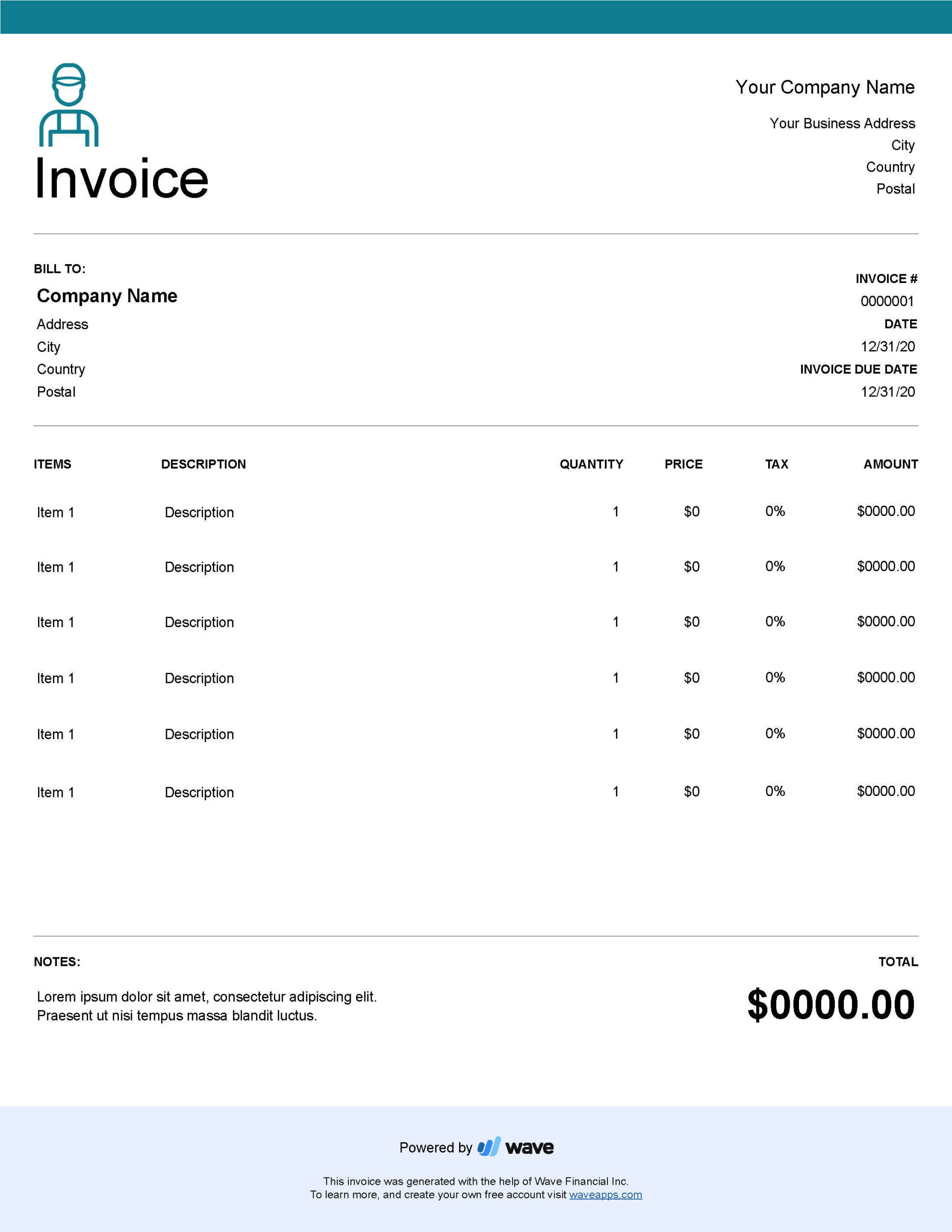 sample handyman service invoice template