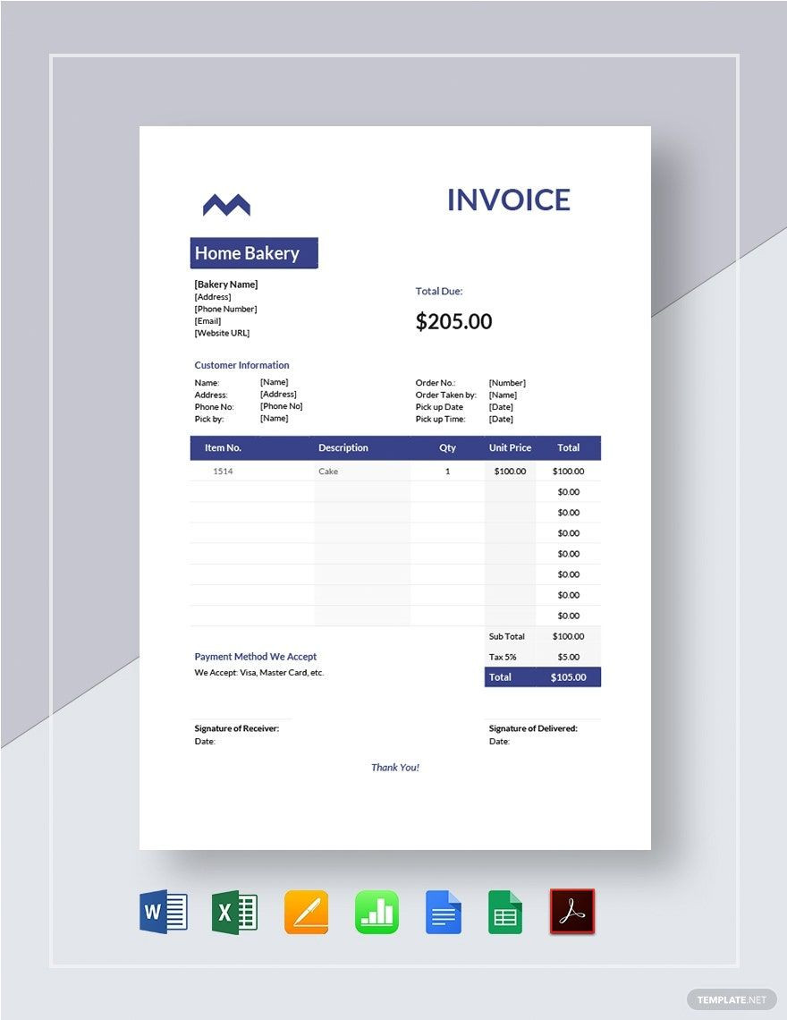 bakery invoice template