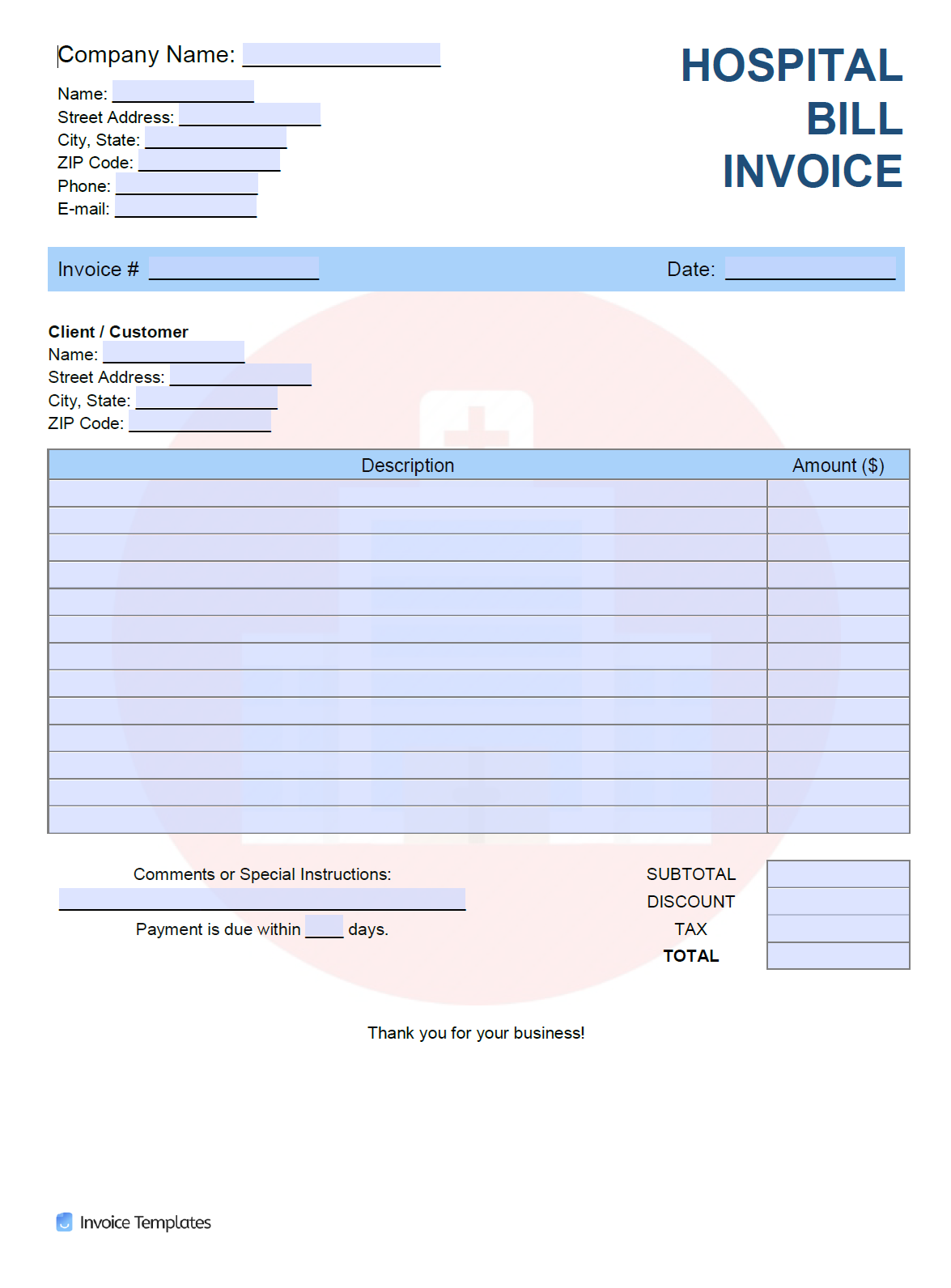 sample medical bill invoice template