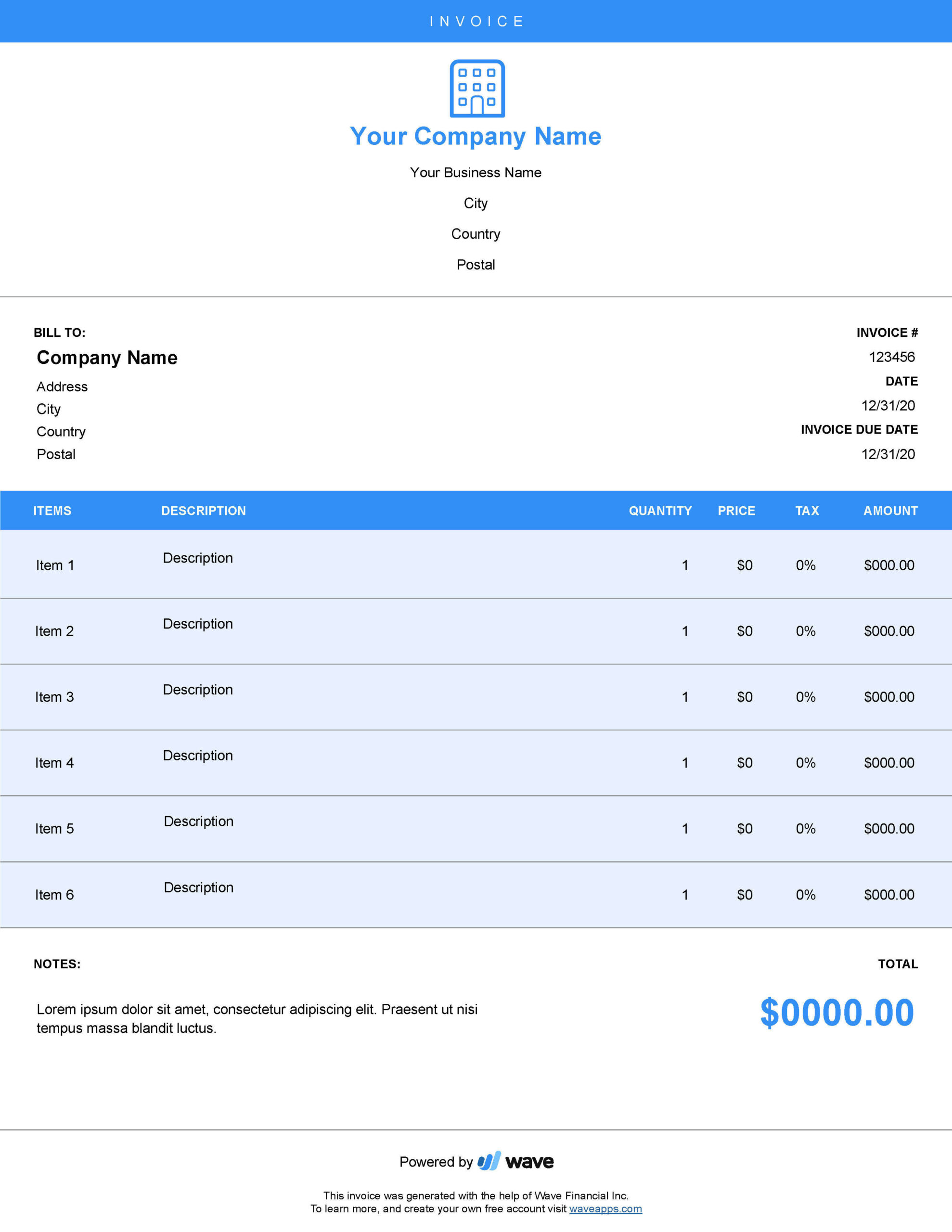 hotel invoice template