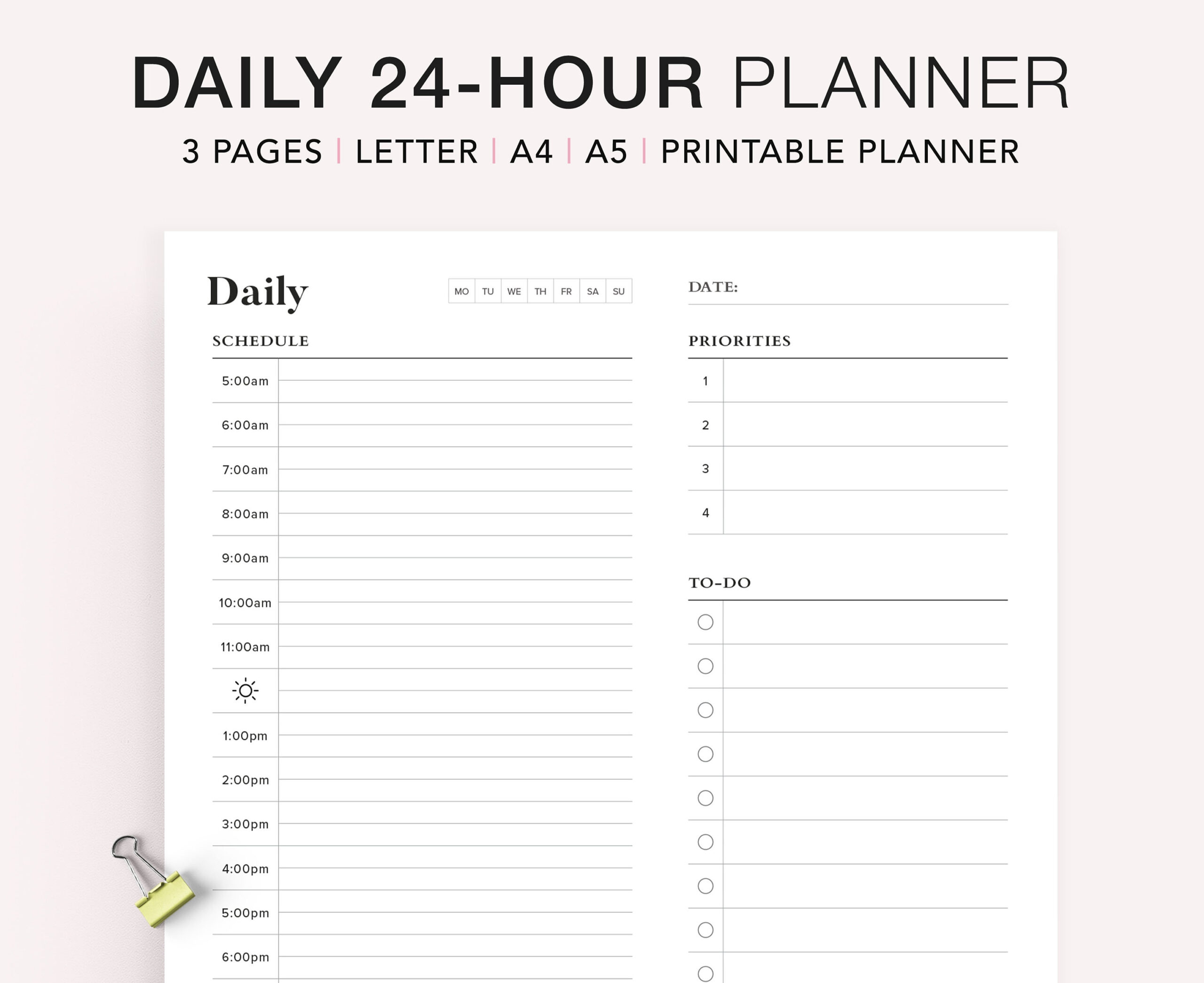 sample hourly planning template