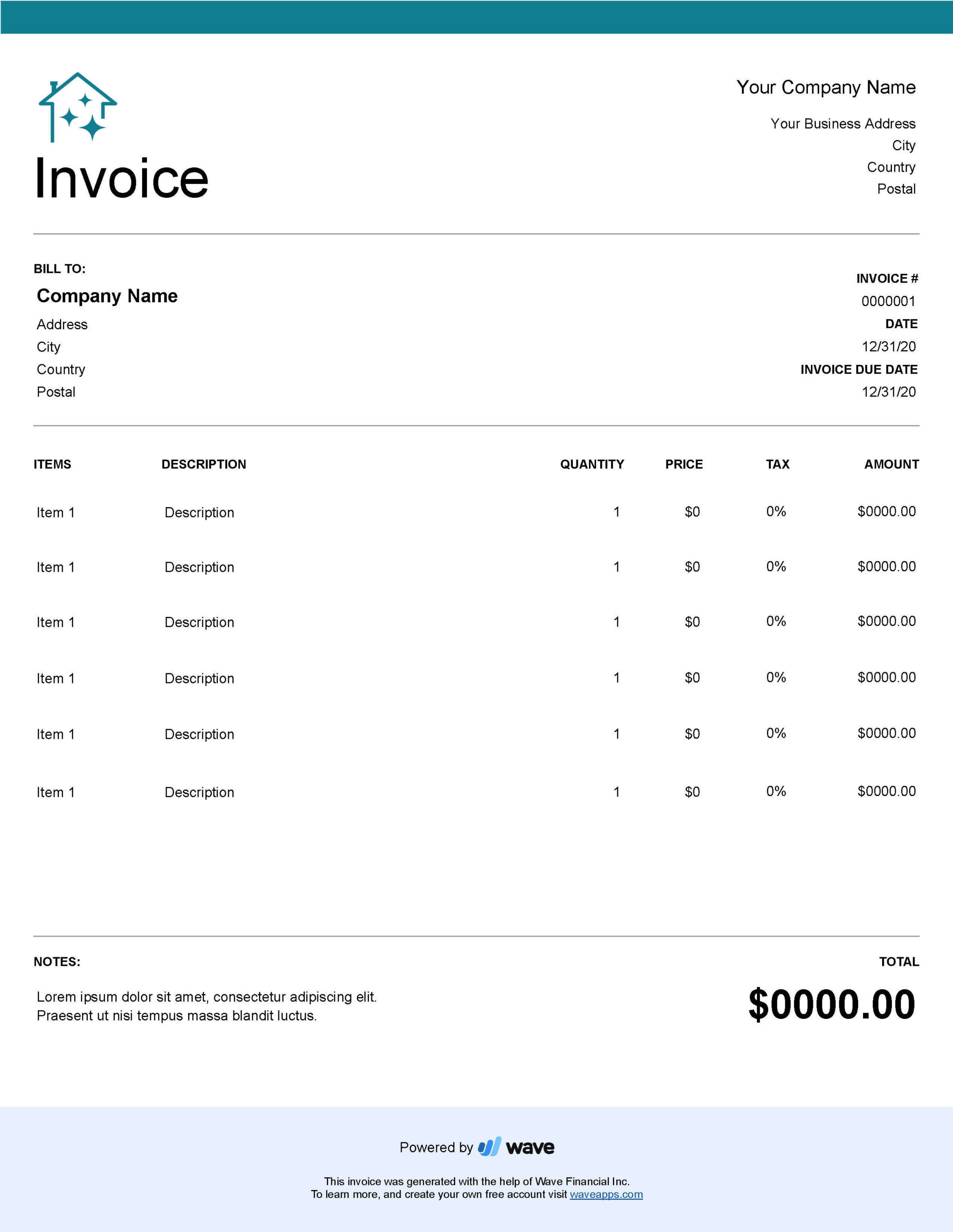 sample invoice for house cleaning template