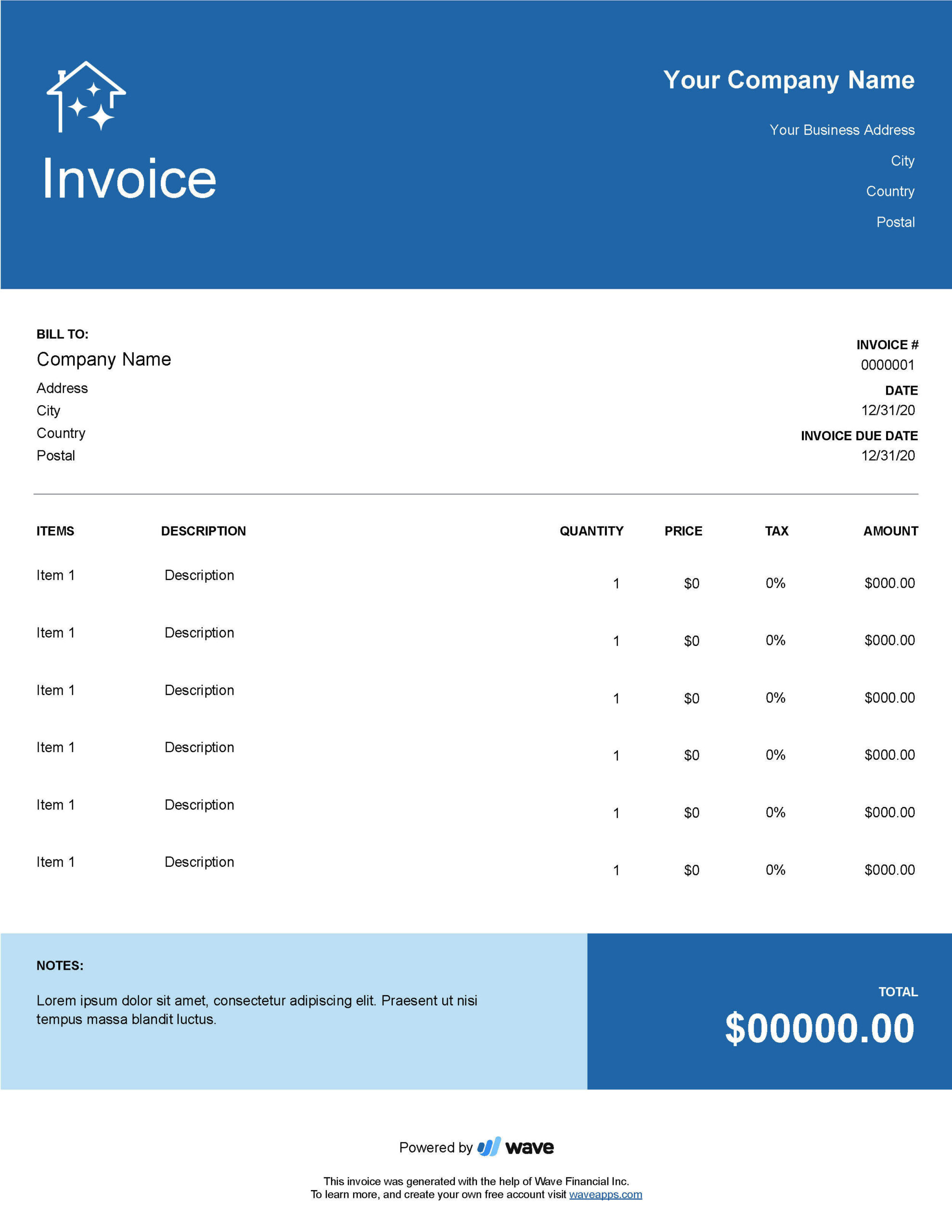 sample cleaning invoice template