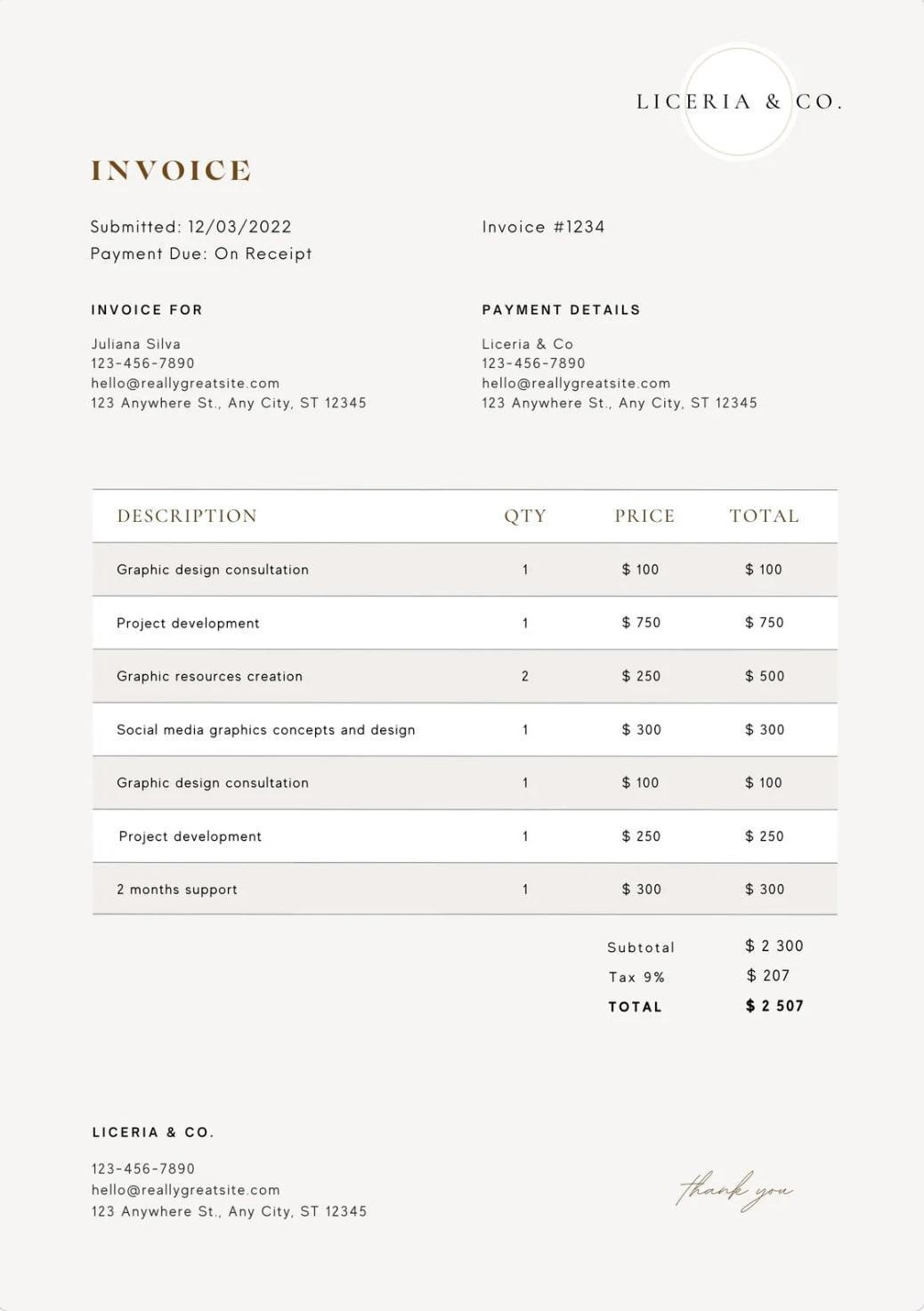 invoice for designer template