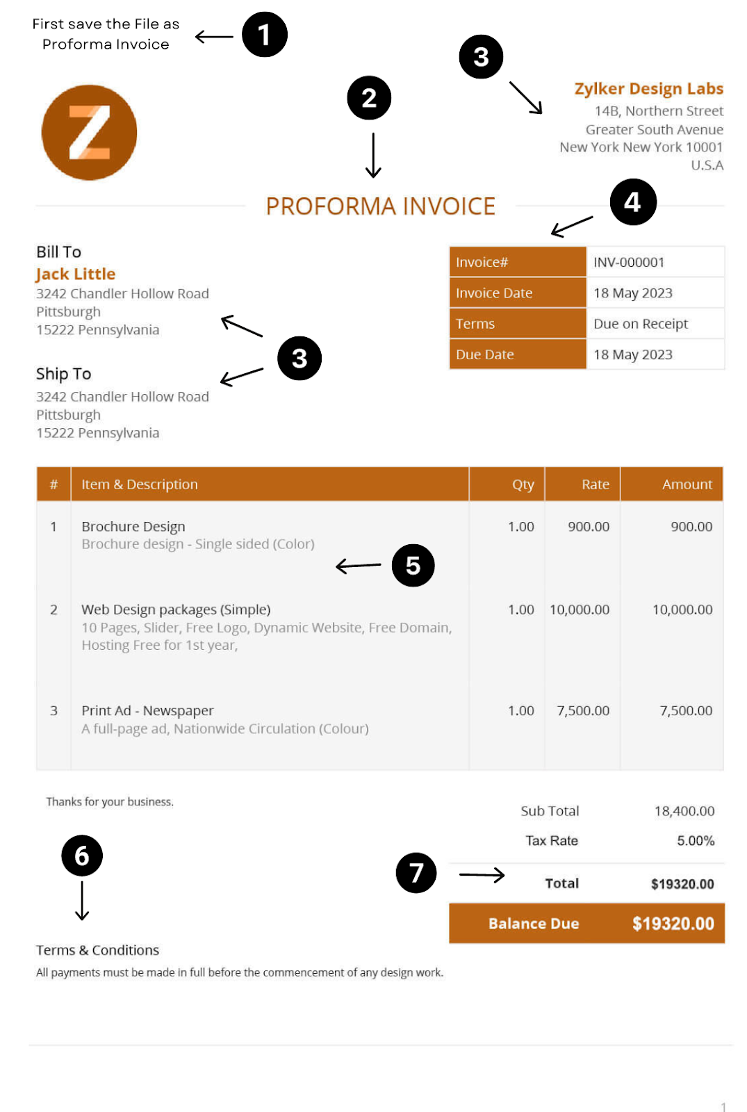 sample proforma invoice template