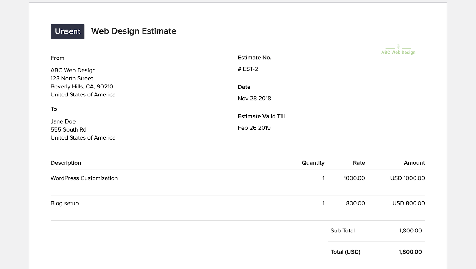 sample web designer invoice template