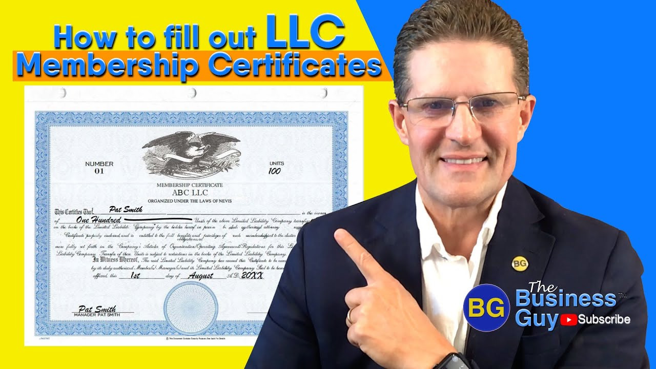 sample Llc Member Certificate template