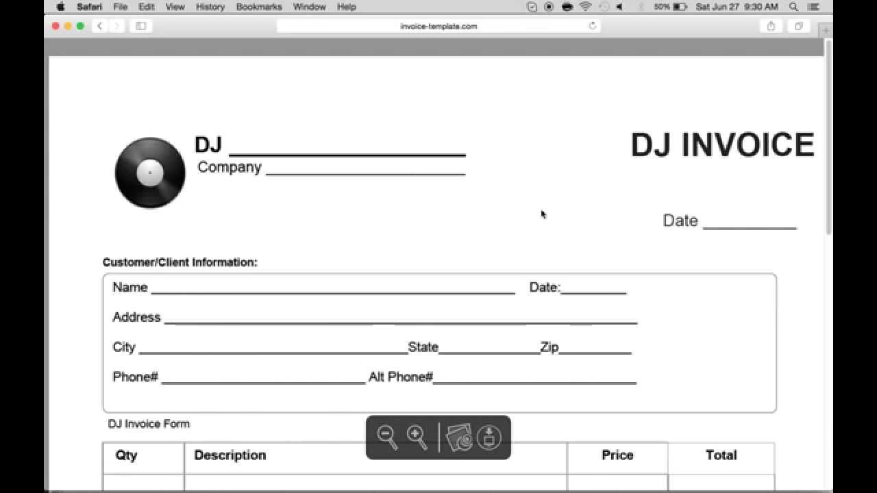 dj invoice template