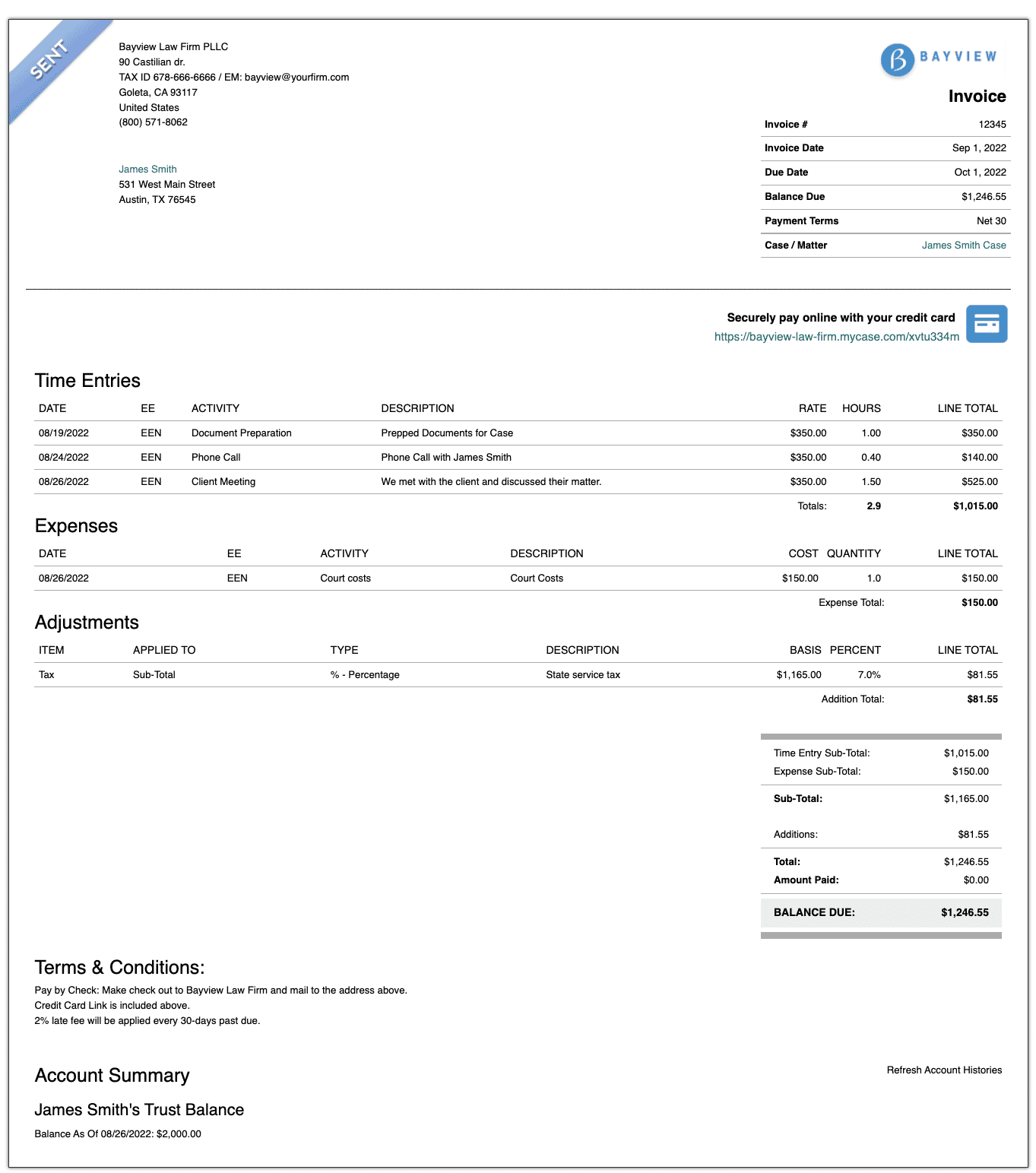 attorney invoice template