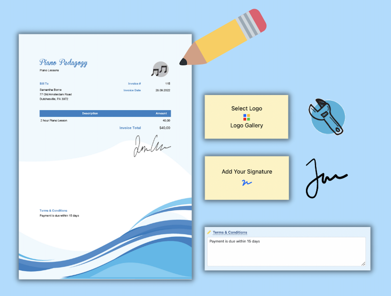 sample invoice with signature template