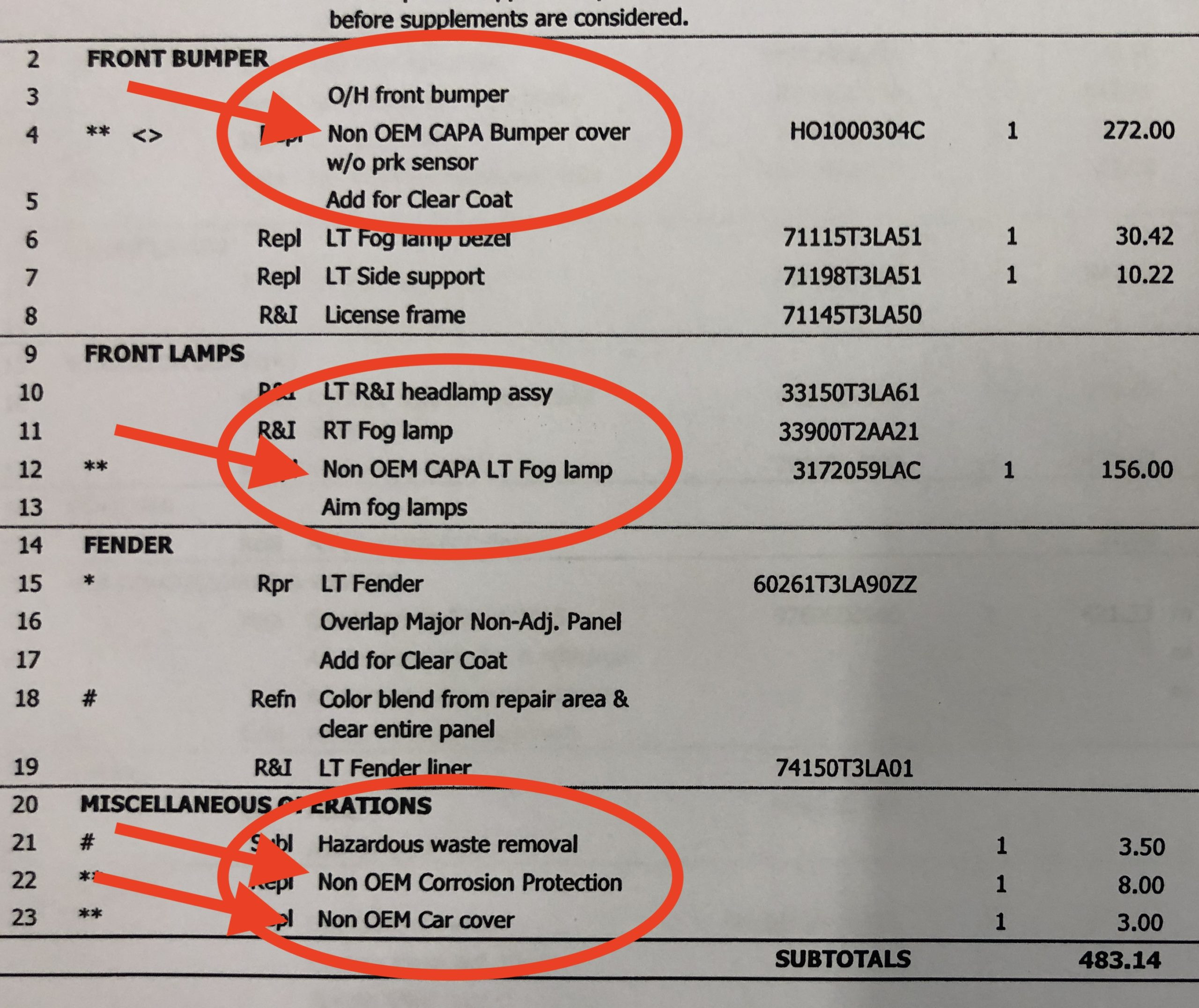 sample body shop estimate template