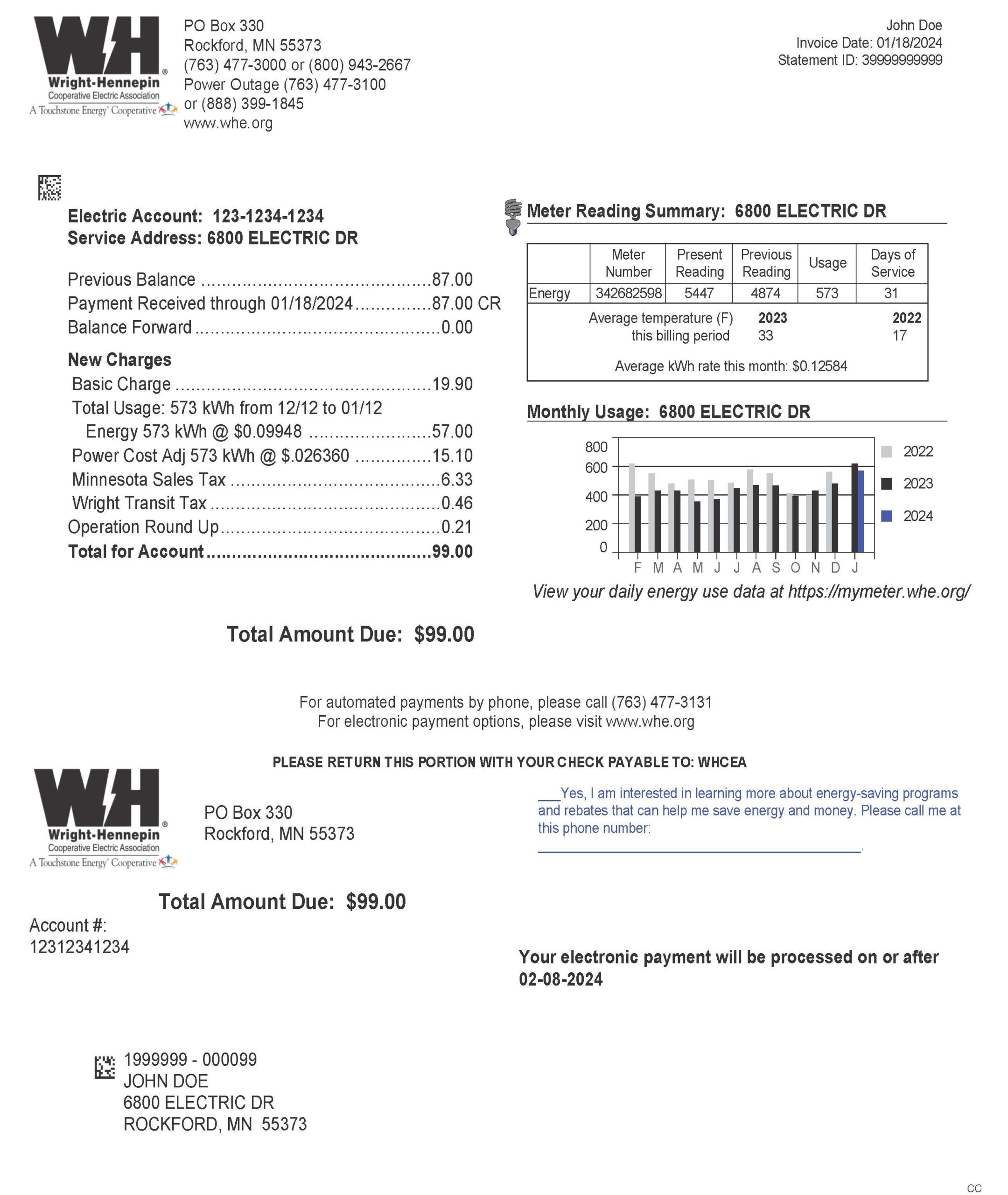 sample electricity invoice template