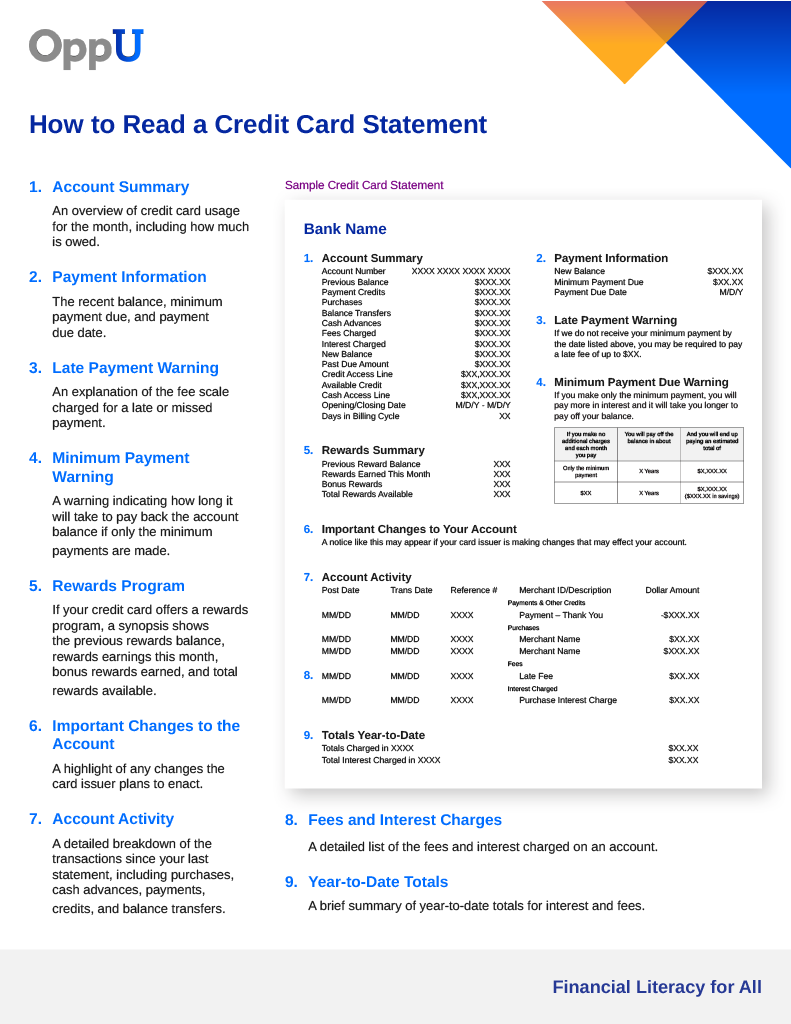 sample credit card billing statement template