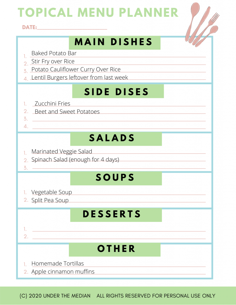 sample menu planning template