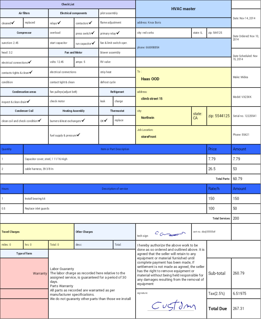 sample hvac estimate template