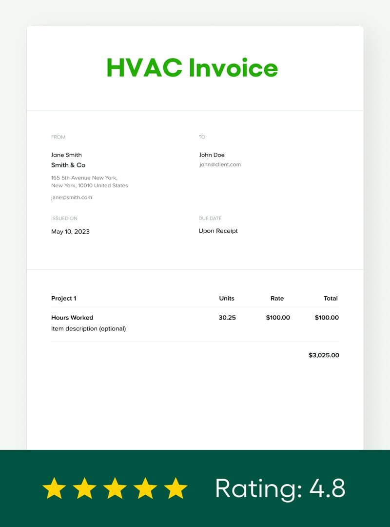 heating and cooling invoice template