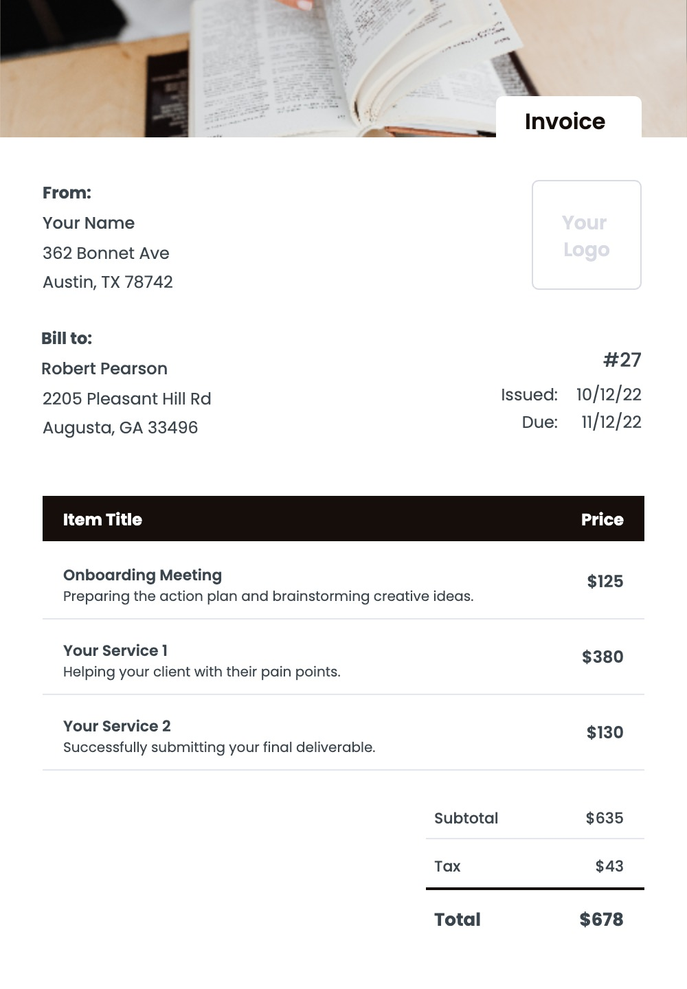 sample interpreter invoice template