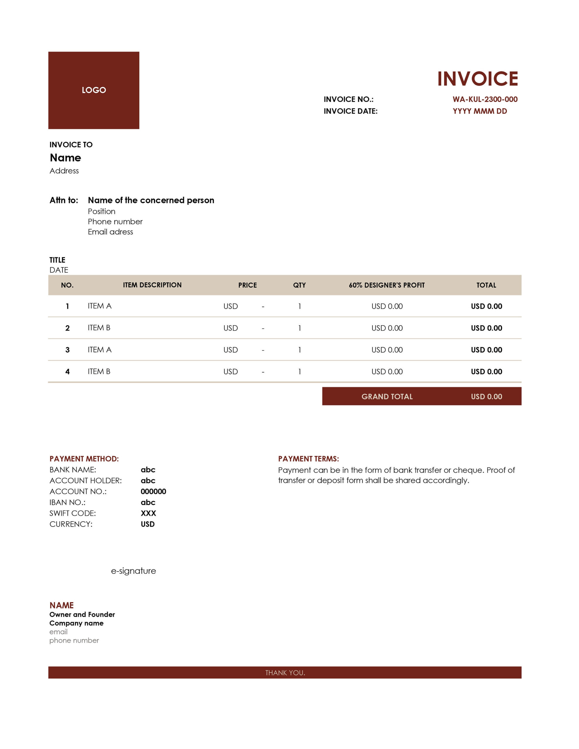 sample consignment invoice template