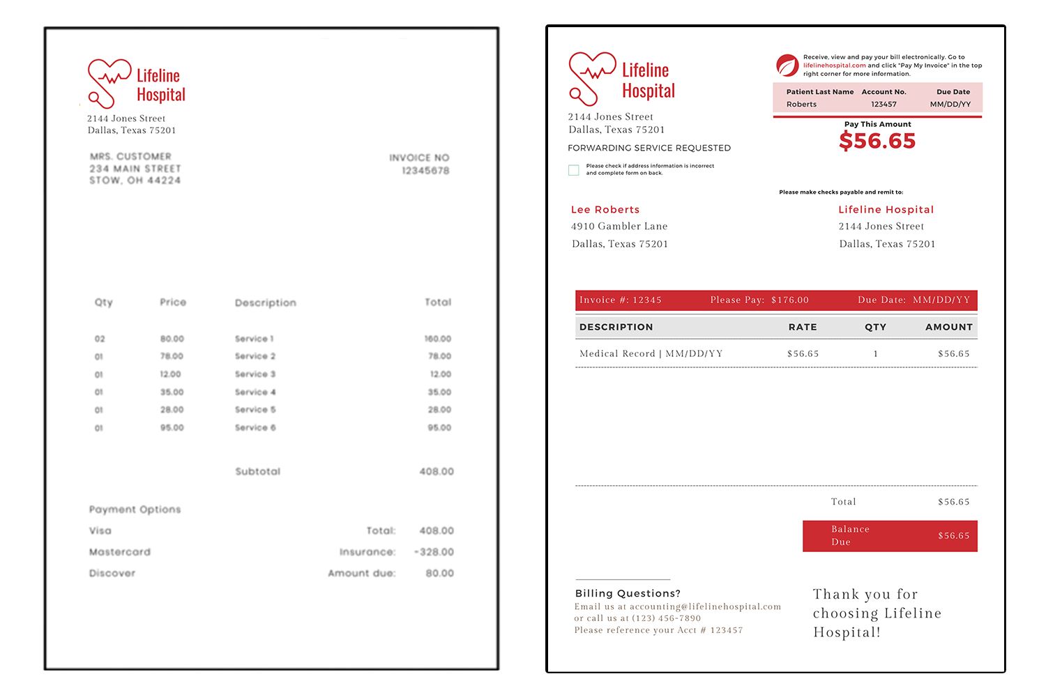 sample medical invoice template