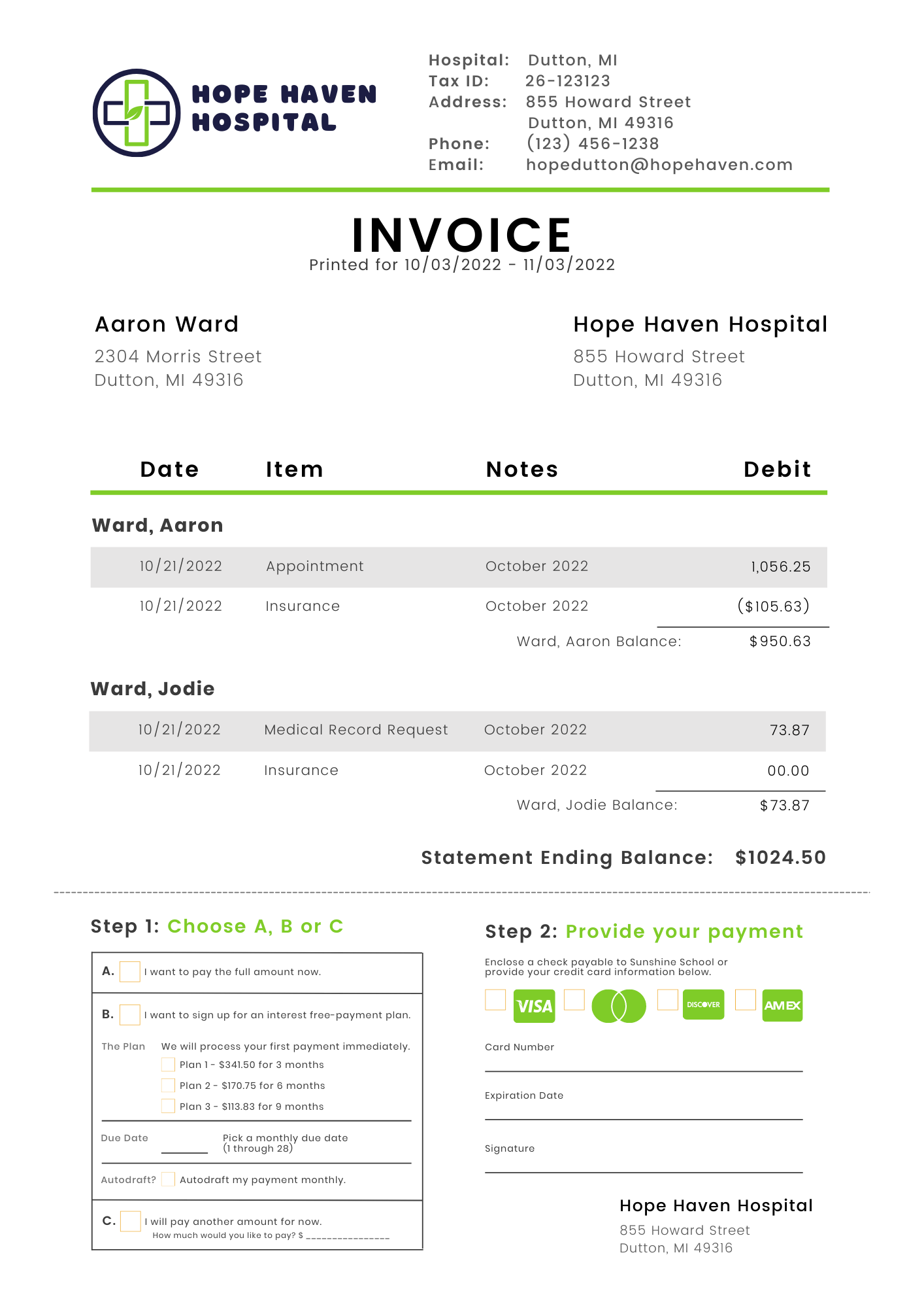 Printable Invoice For Doctors Template