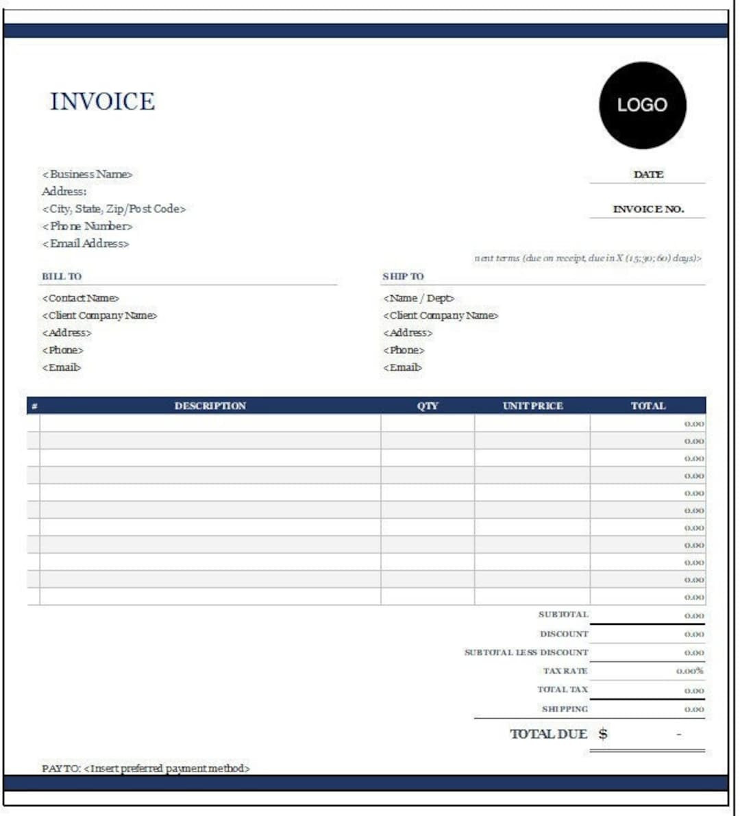 shipping invoice template