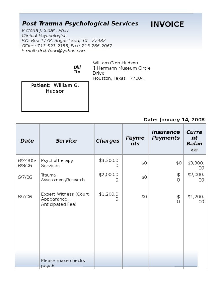 sample expert witness invoice template