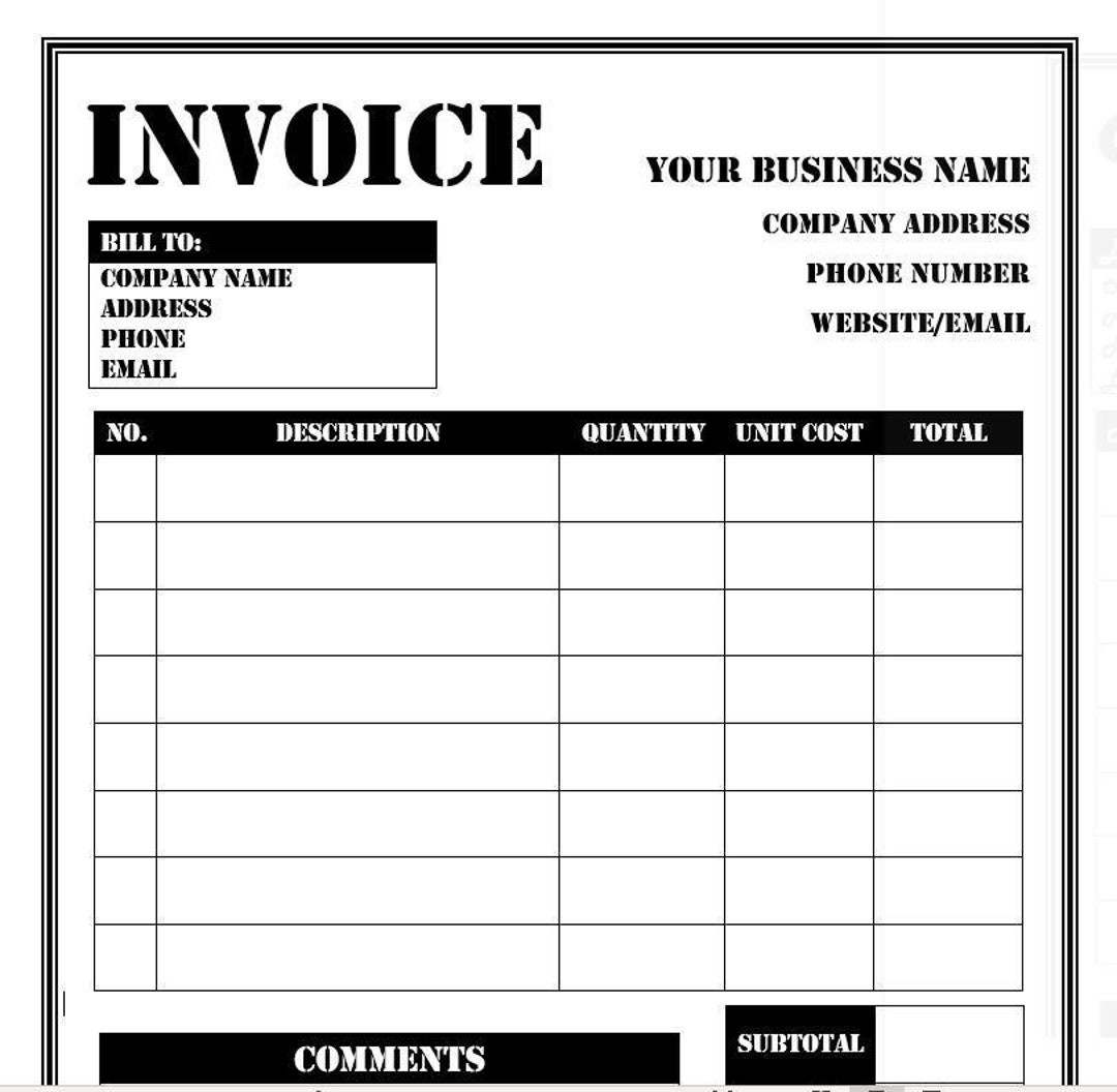 sample blank invoice template