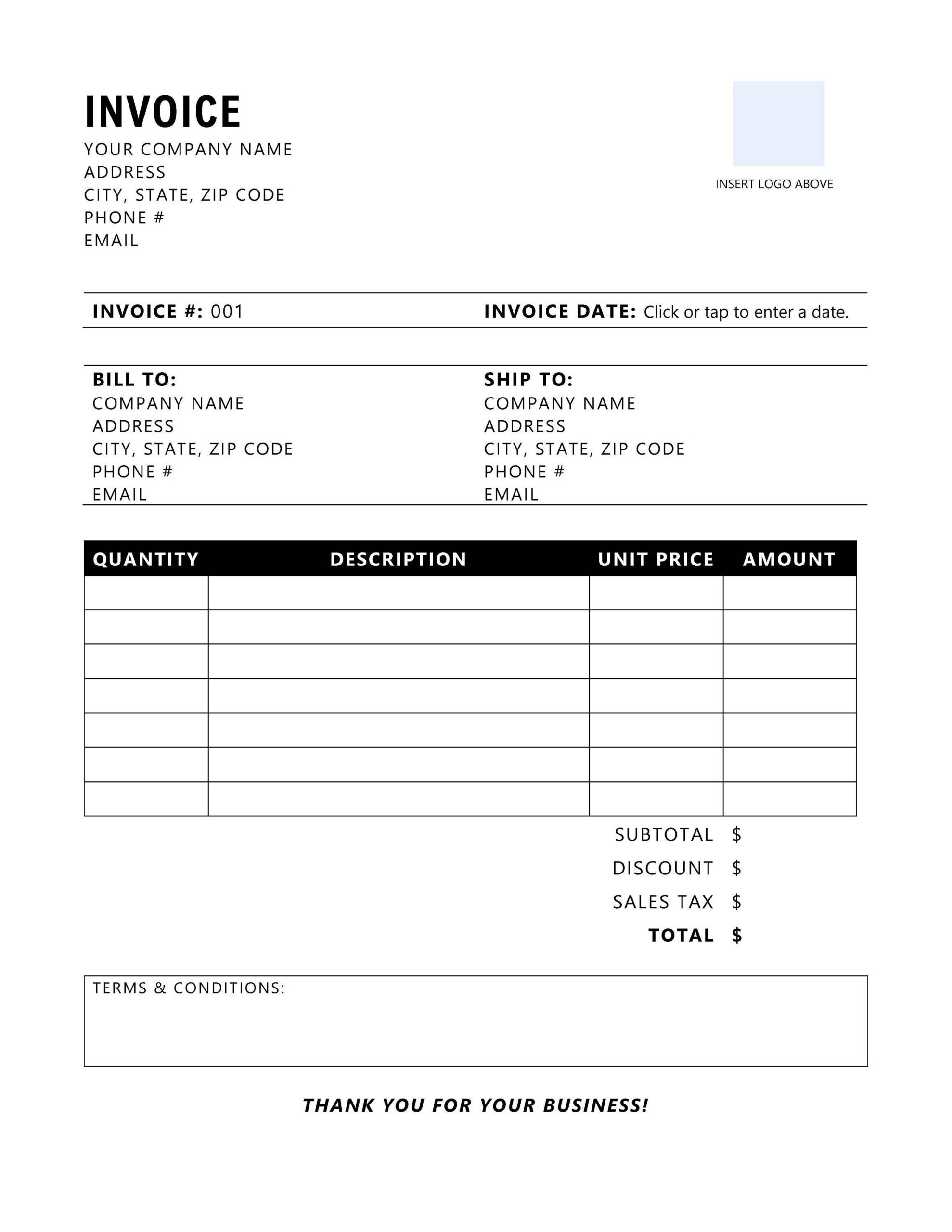 sample invoice format template