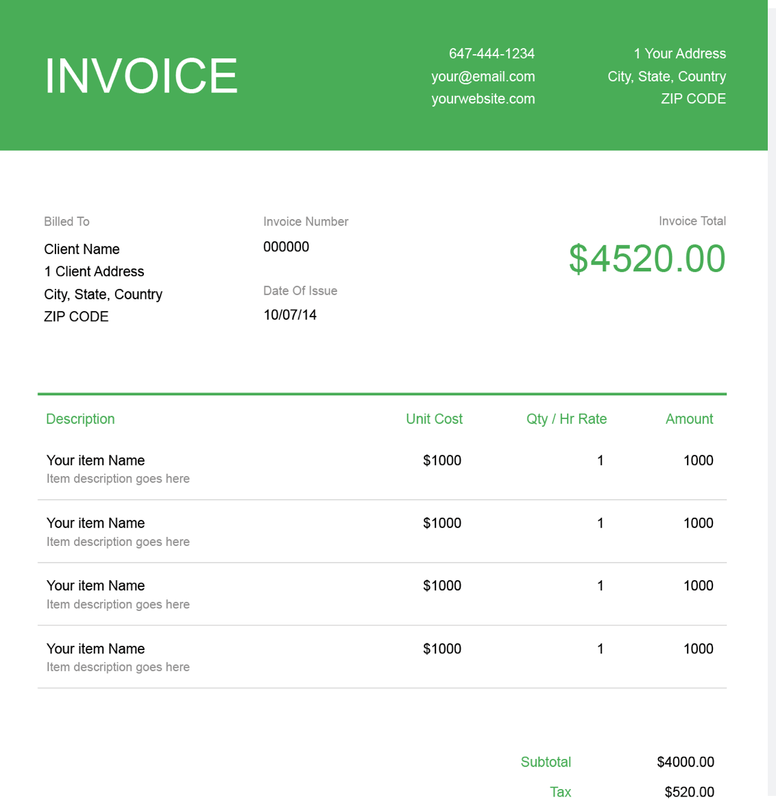 sample computer repair invoice template