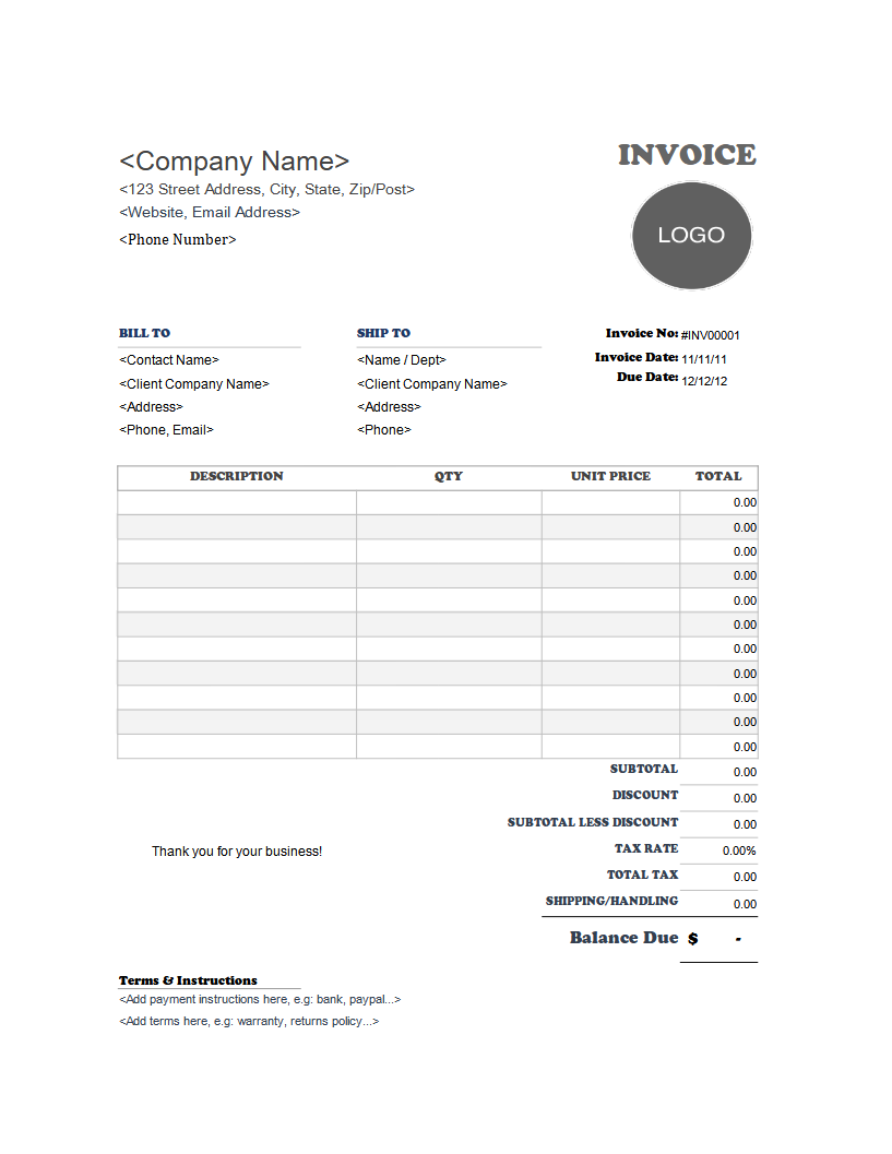 itemized invoice template