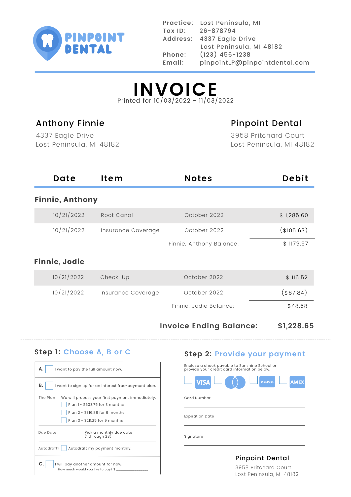 Free Printable Dental Invoice Template