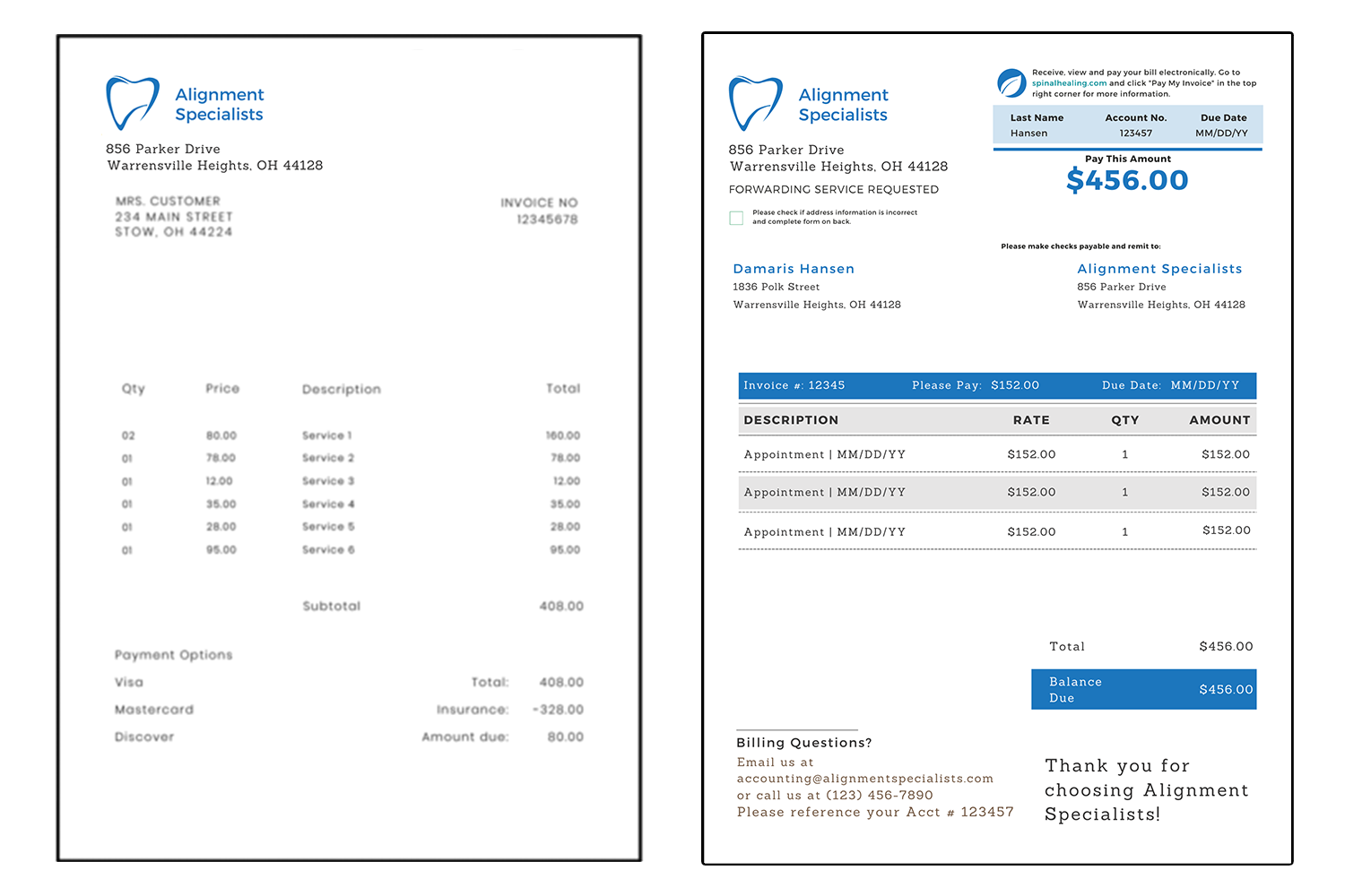 dental invoice template