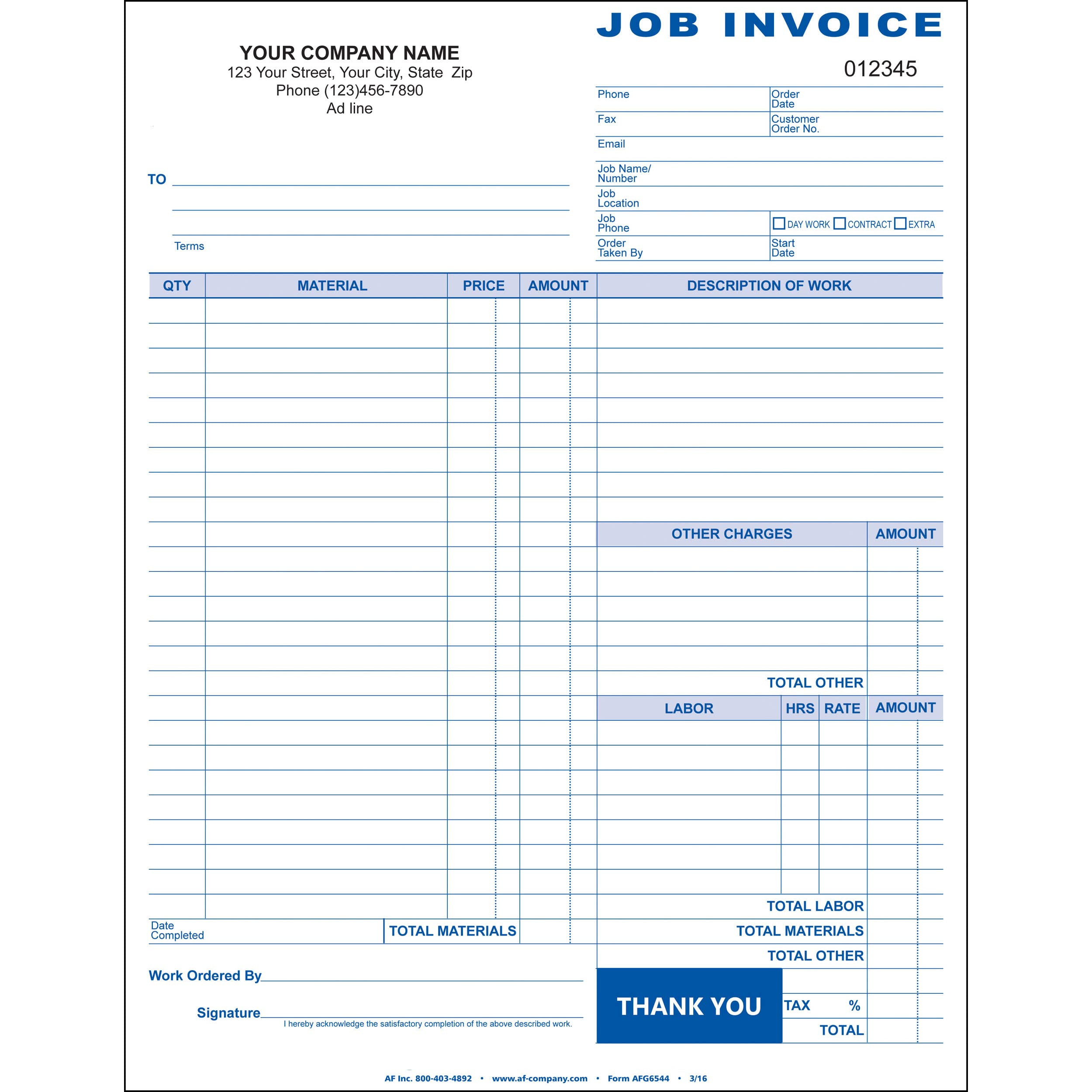 sample works invoice template